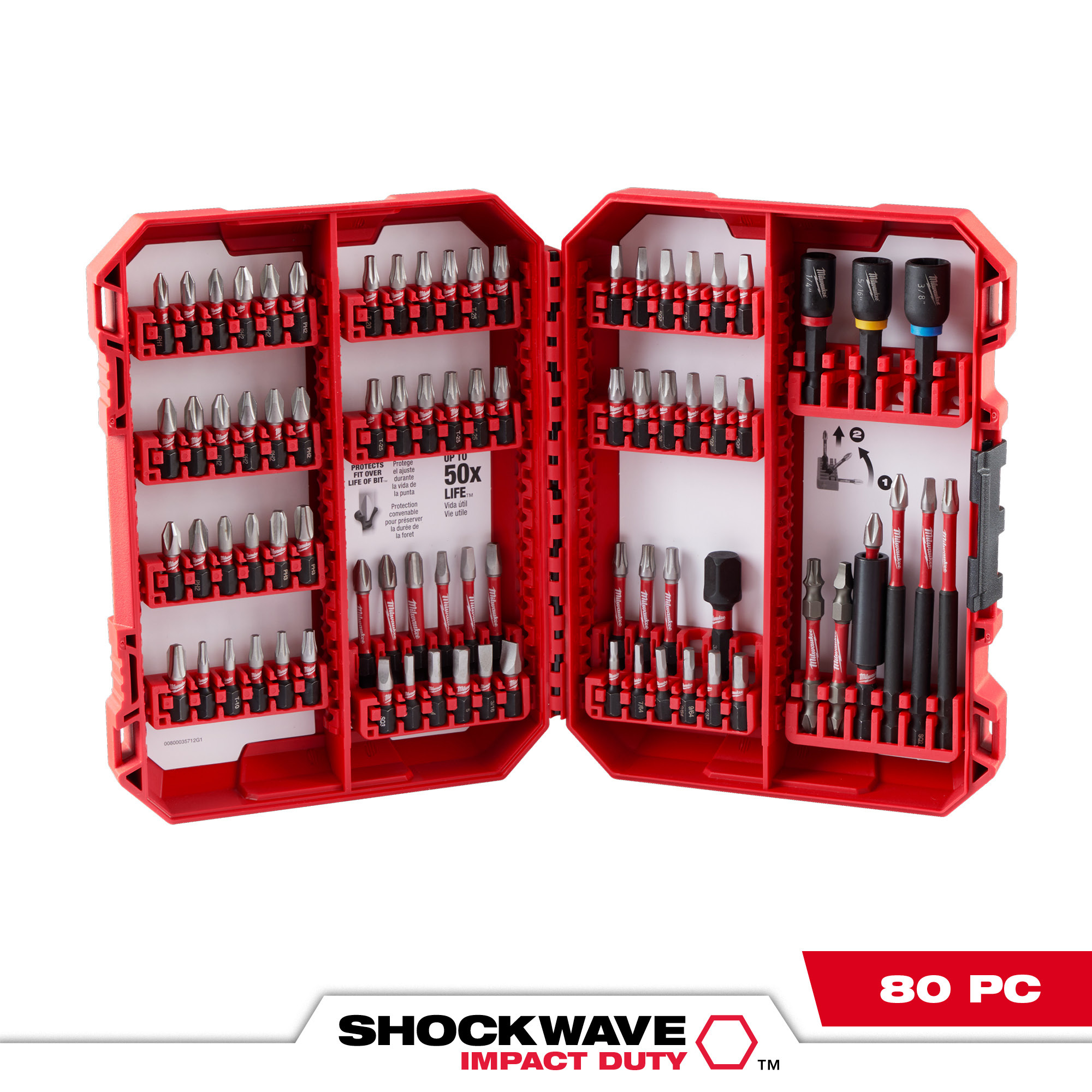 Milwaukee, SHOCKWAVE Impact Duty Driver Bit Set - 80PC, Included (qty.) 80 Model 48-32-4094