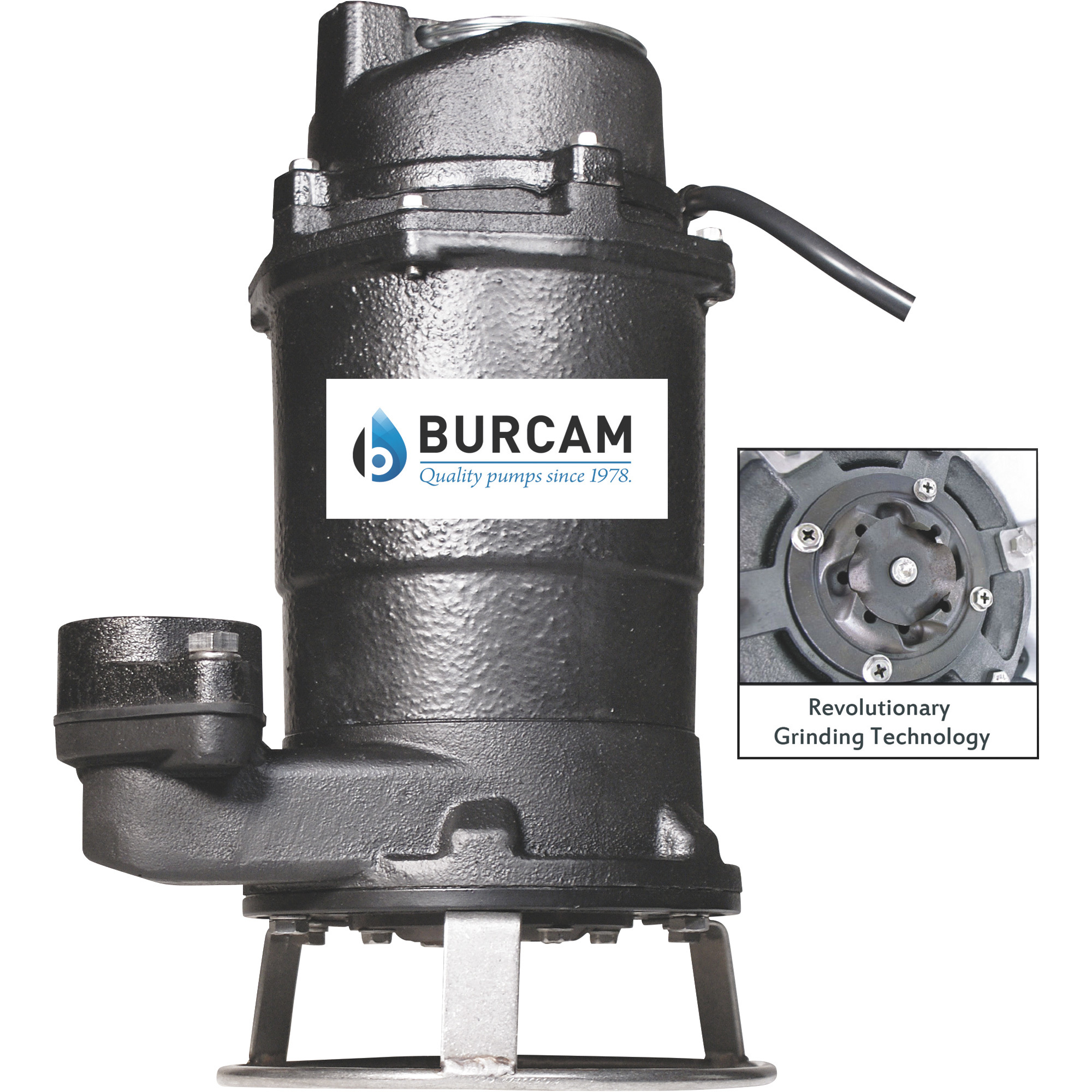 Cast Iron Grinder Pump — 1,875 GPH, 3/4 HP, 2Inch Port, Model - BurCam 400700P