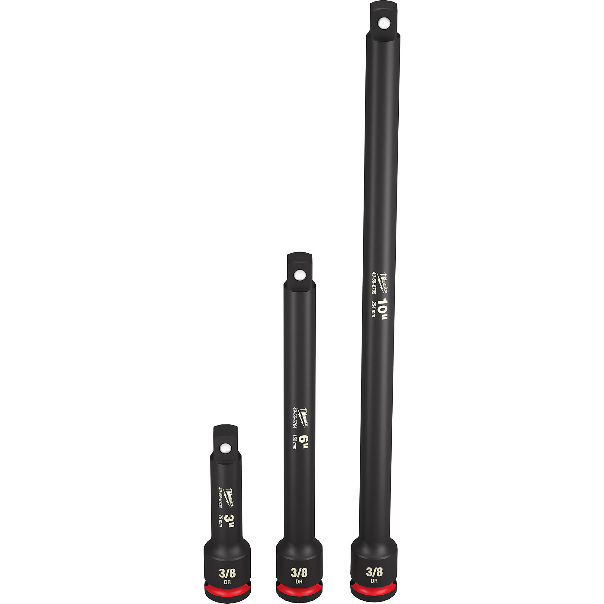 Milwaukee, 3PC 3/8Inch Drive Extension Set, Pieces (qty.) 3 Drive Size (SAE) 3/8 in, Model 49-66-6714