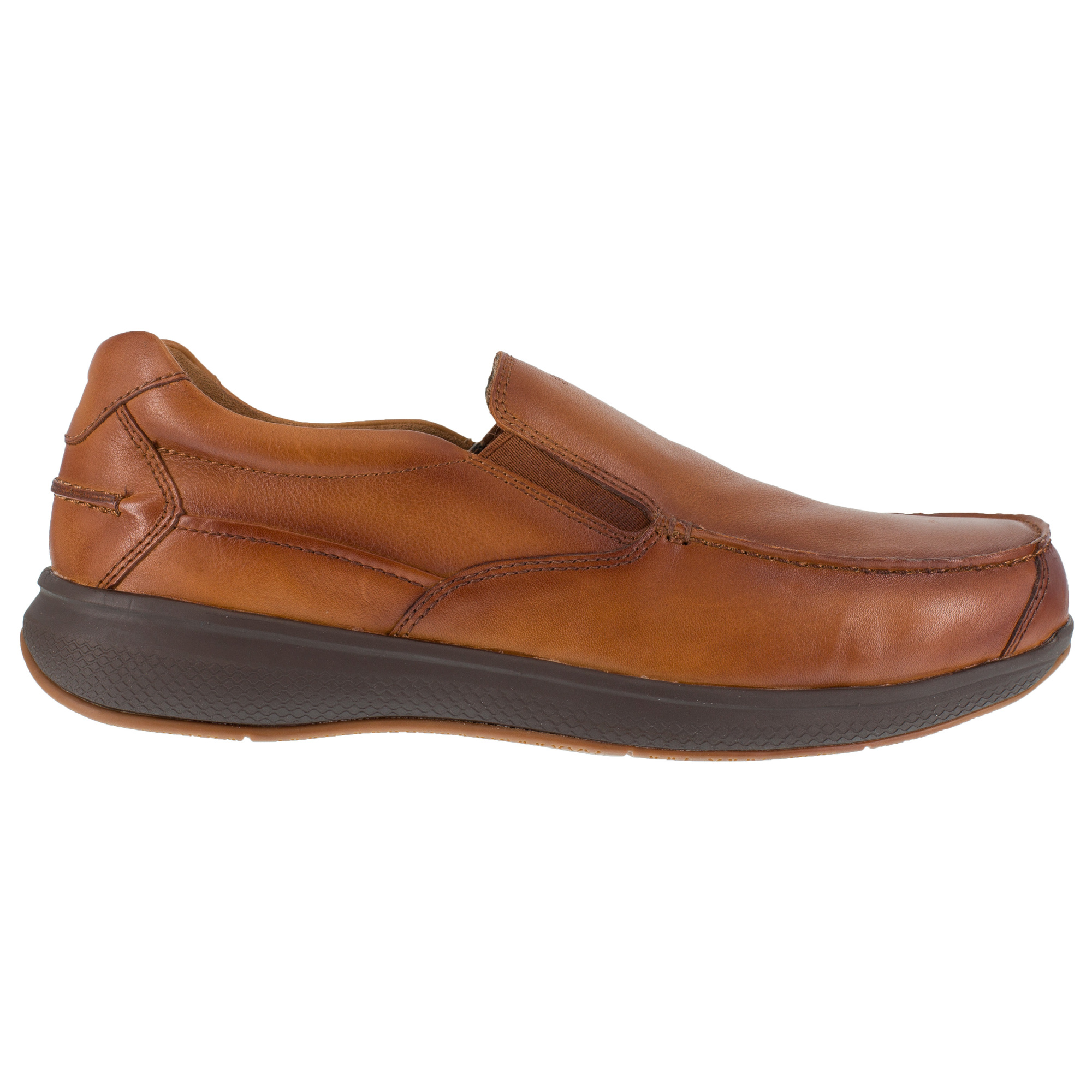 Florsheim Work, Slip-On Boat Shoe, Size 8 1/2, Width Medium, Color Cognac, Model FS2325