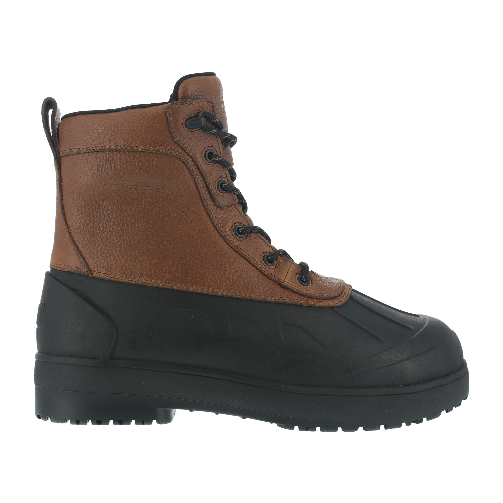 Iron Age, Rubber Vamp and Leather Shaft Waterproof Work Boot, Size 9, Width Wide, Color Black and Brown, Model IA965