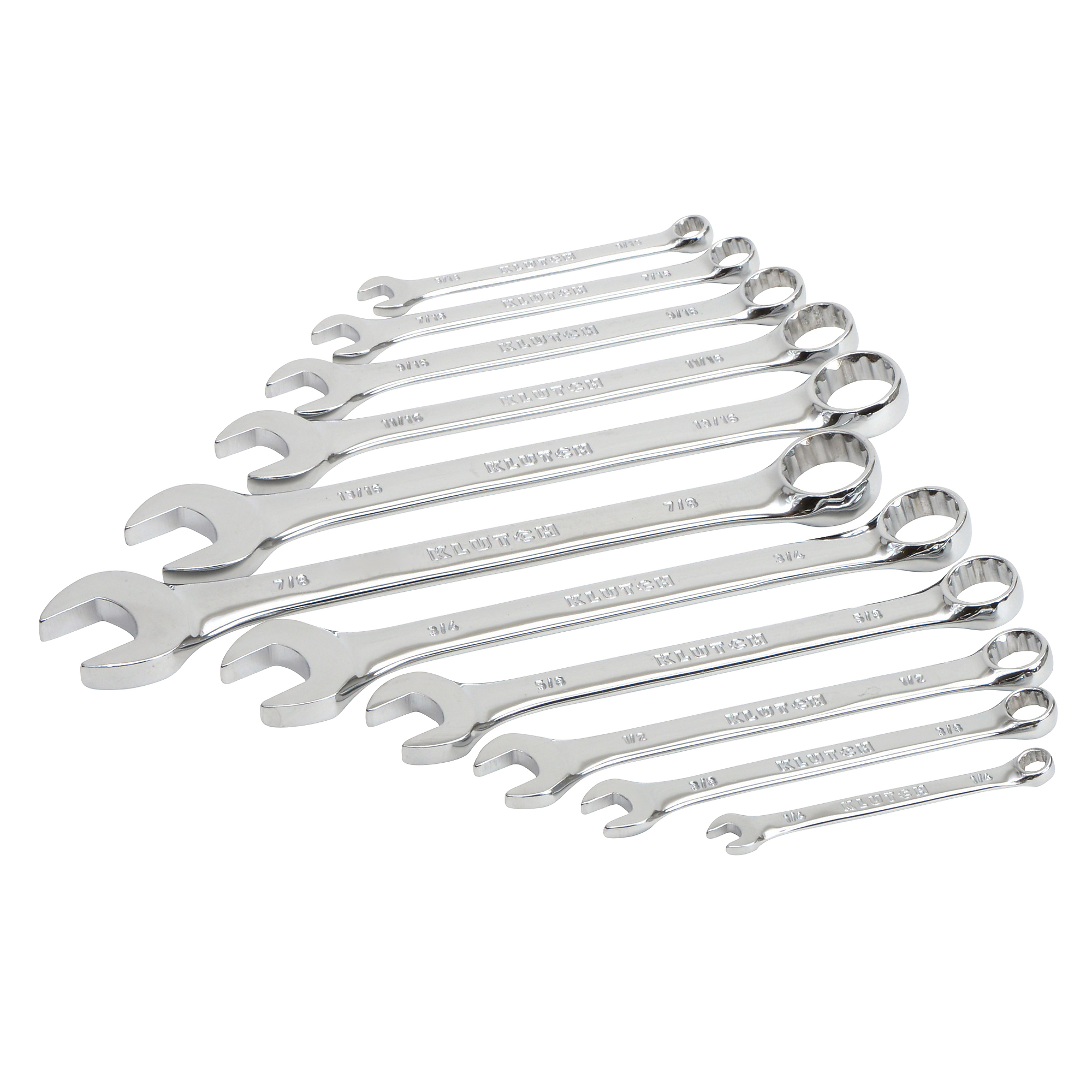 Klutch 11-Piece SAE Wrench Set with Full Polish, Model E-2004