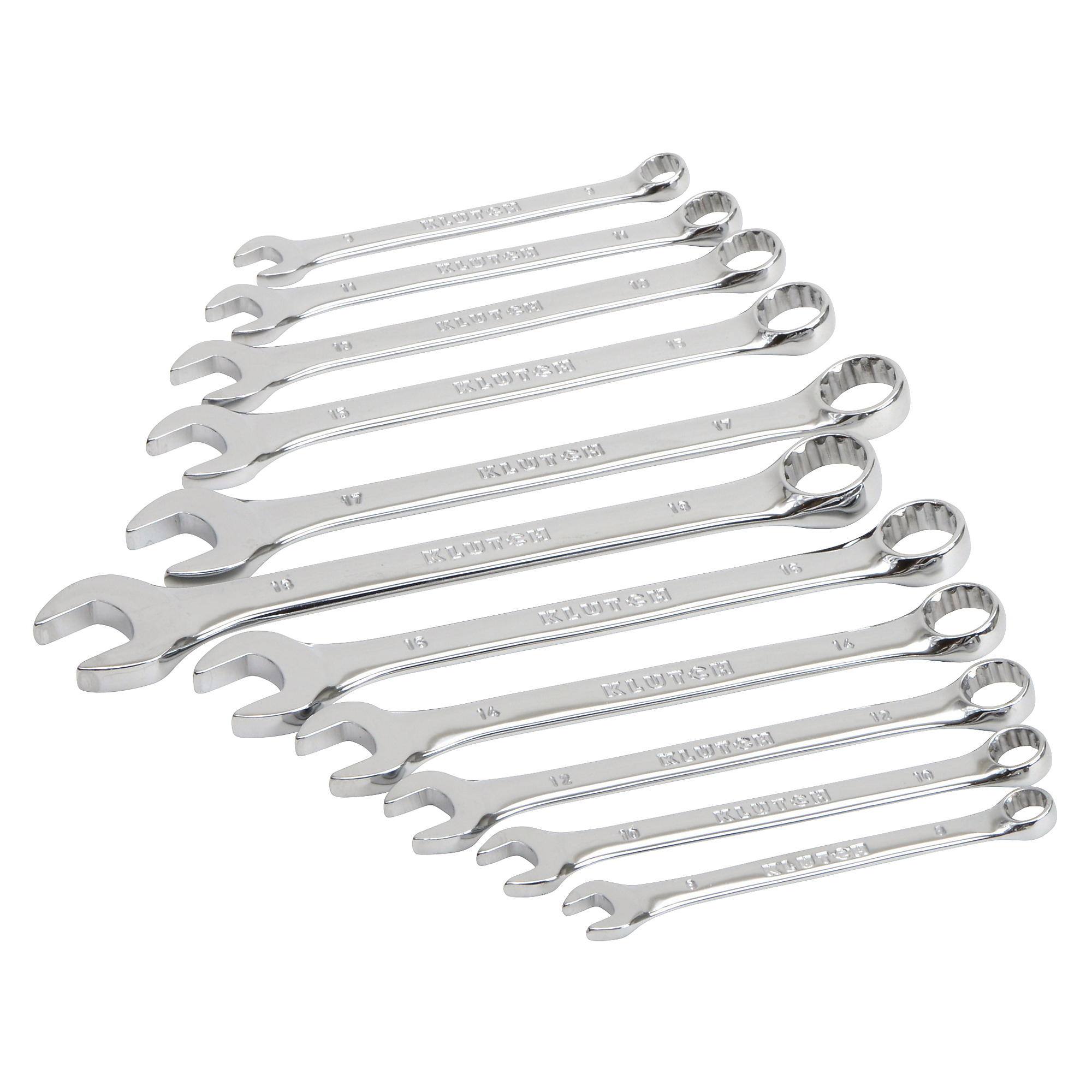 Klutch 11-Piece Combination Metric Wrench Set with Full Polish, Model E-2004