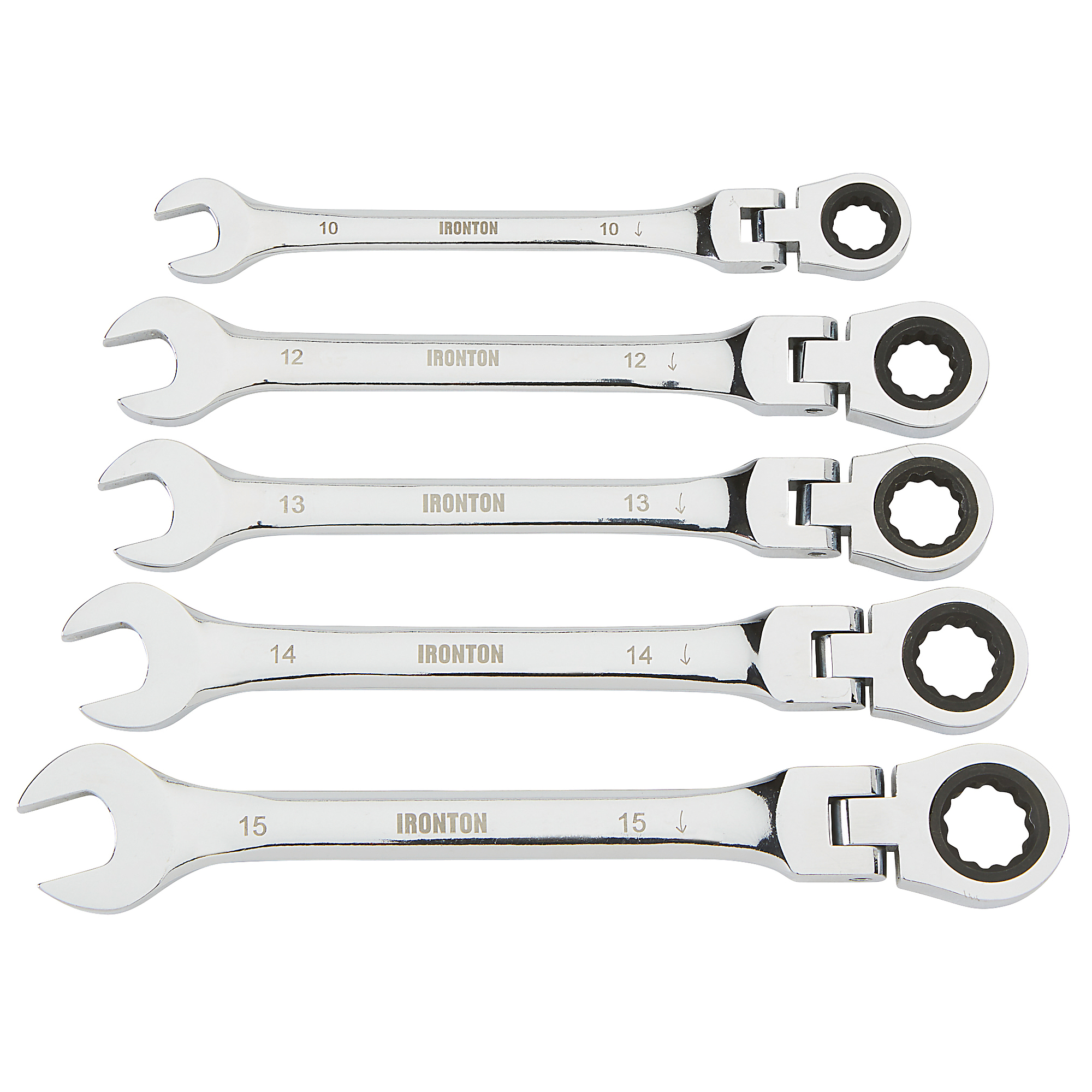 Klutch 5-Piece Flex-Head Metric Ratcheting Combination Wrench Set, Model 623080A