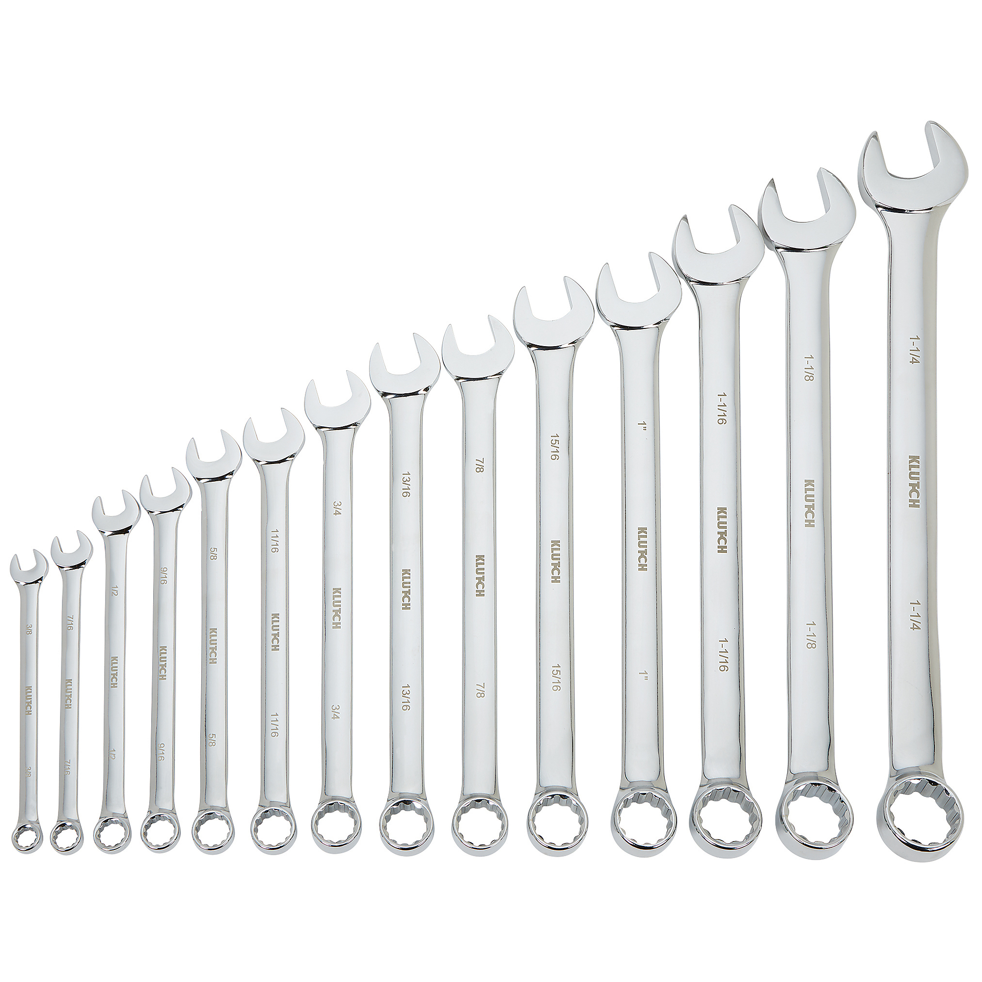 Klutch 14-Piece Extra-Long SAE Combination Wrench Set, Model 34691 A
