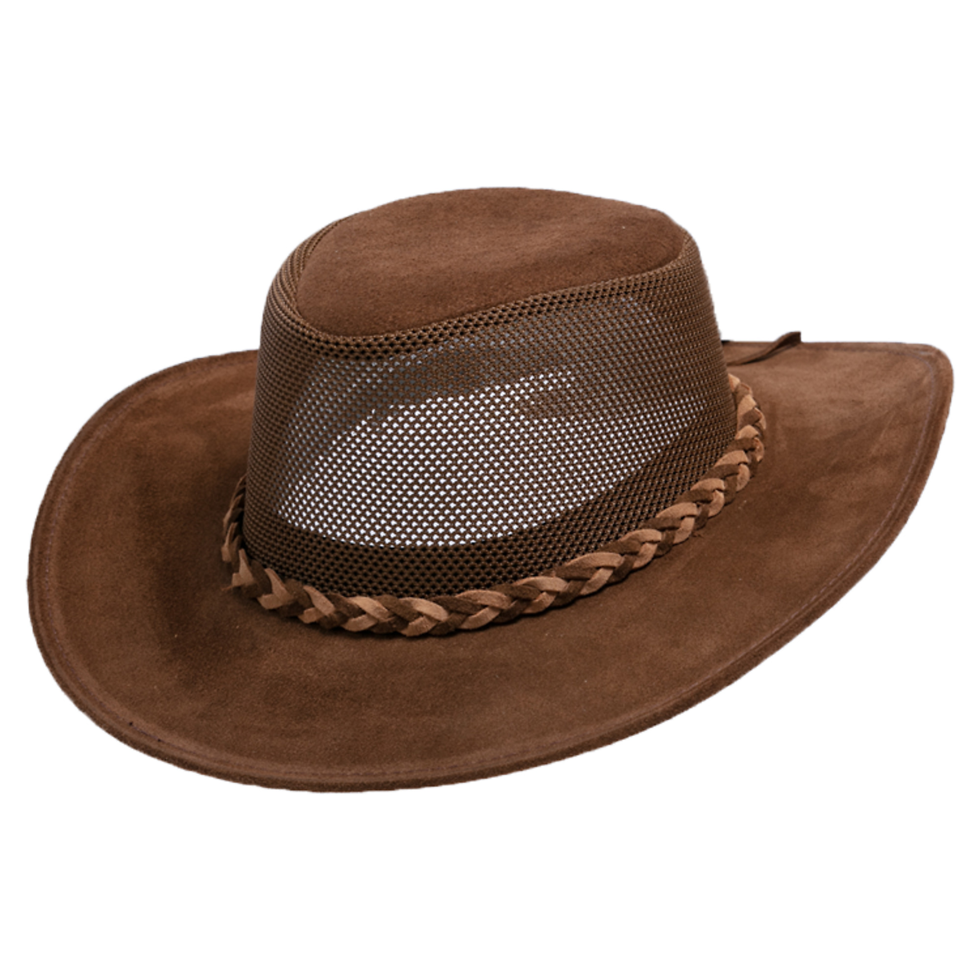 Henschel Hat Company, Brown Wrangler Leather Breezer, Size L, Color Brown, Hat Style Hat, Model 0208-81L