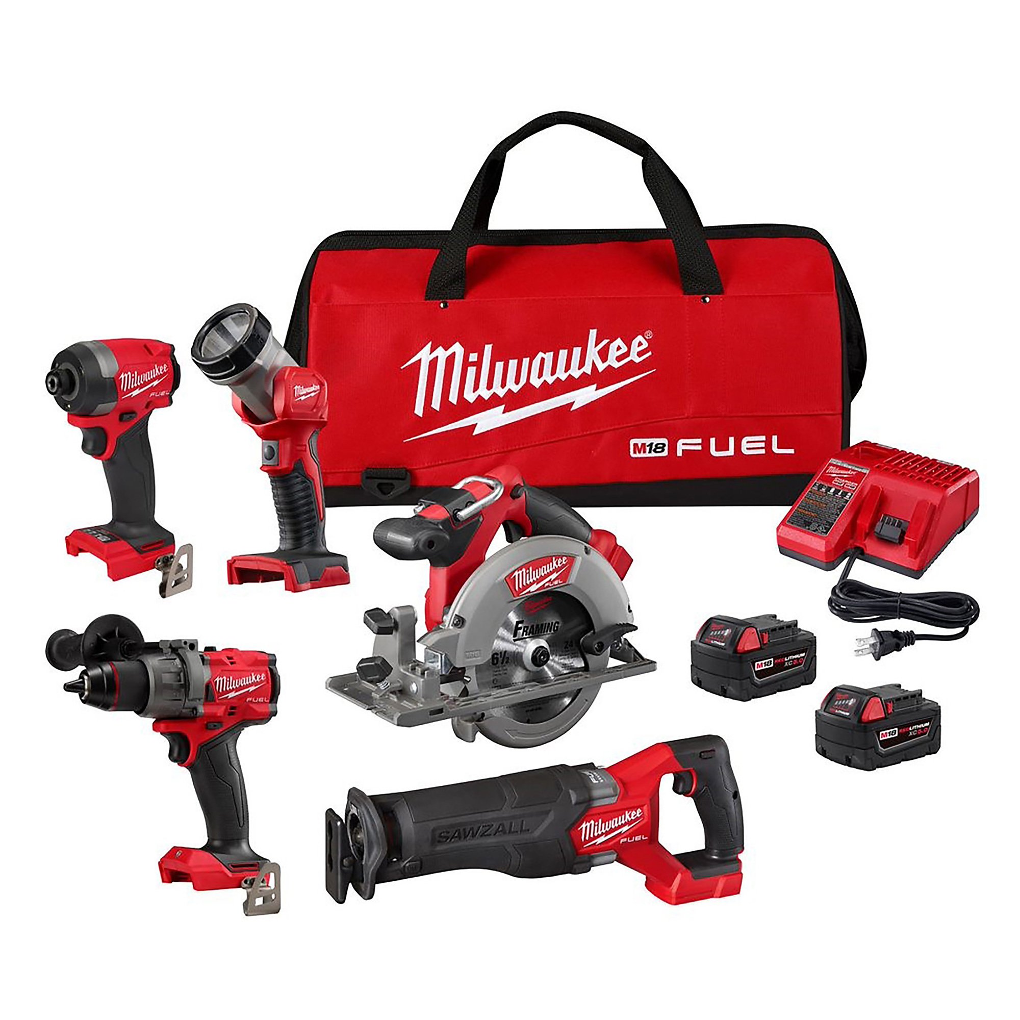 Milwaukee, M18 FUEL 5-Tool Combo Kit, Chuck Size 1/4 in, Drive Size 1/4 in, Tools Included (qty.) 5, Model 3697-25