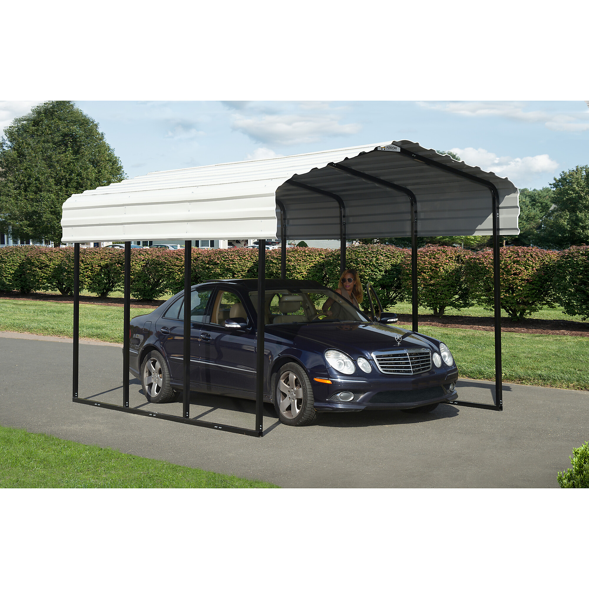 Arrow Storage Products, Carport, 10ft. x 15ft. x 9ft. Eggshell, Width 10 in, Height 10 in, Cover Material Steel, Model CPH101509