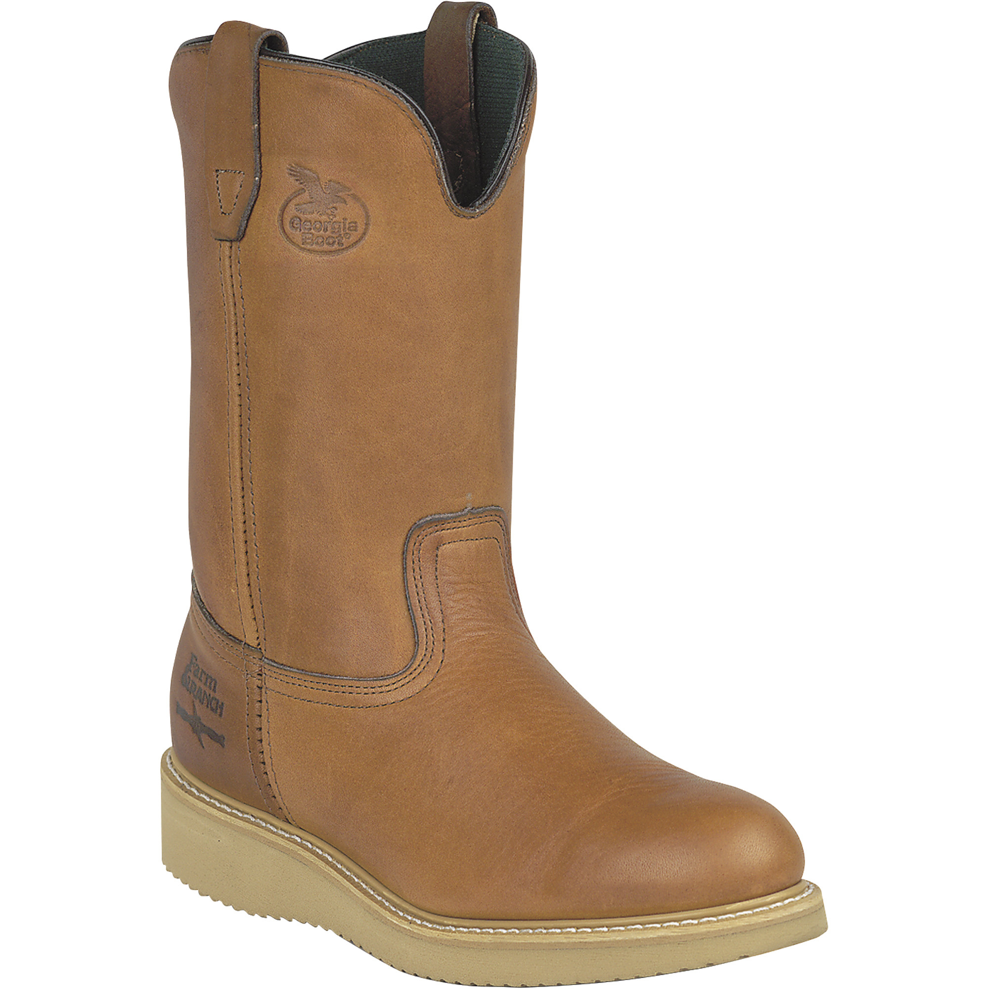 Georgia Men's 10Inch Farm & Ranch Wellington Work Boot â Barracuda Gold, Size 11 1/2, Model G5153