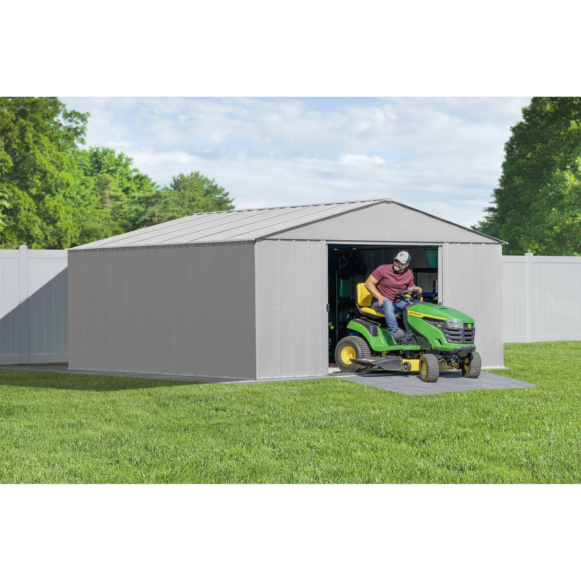 Arrow Storage Products, Classic Metal Shed, 14 x 14 Flute Grey, Length 15 ft, Width 14 ft, Model CLG1414FG