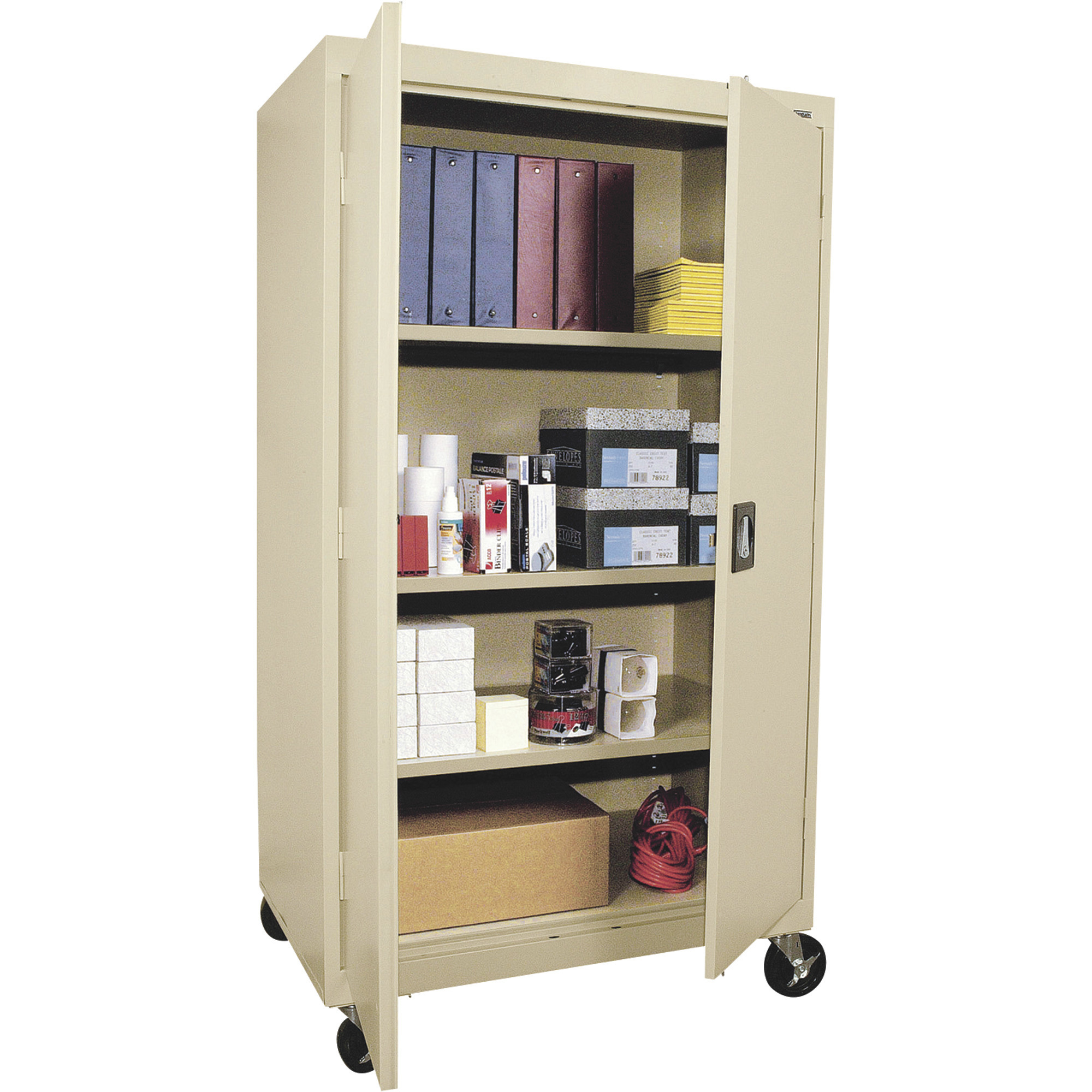 Sandusky Lee Heavy-Duty Welded Steel Mobile Cabinet, 36in.W x 24in.D x 72in.H with Caster Base, Putty, Model# TA3R362460-07 -  TA3R362466-07