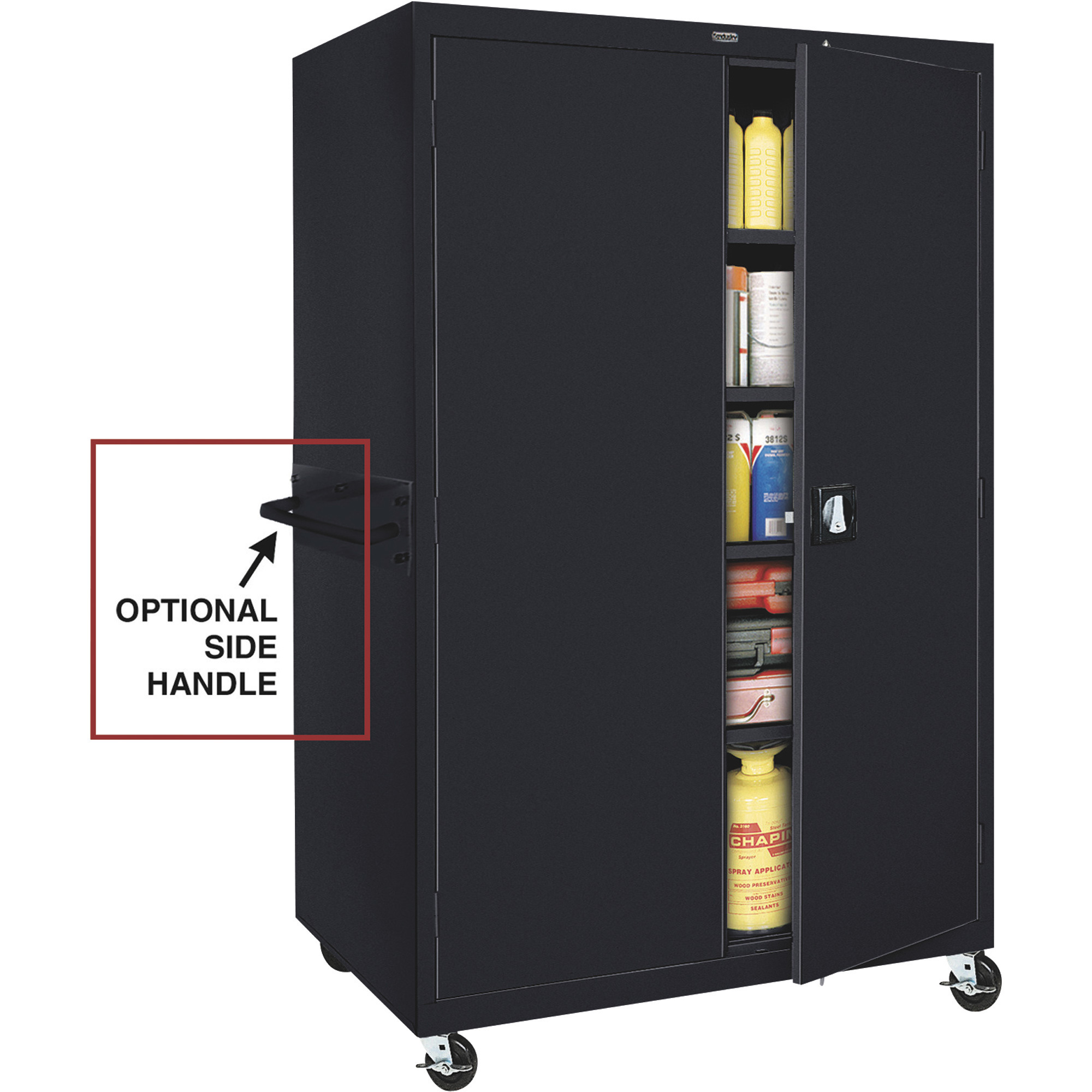 Sandusky Lee Heavy-Duty Welded Steel Mobile Cabinet, 46Inch W x 24Inch D x 78Inch H, Black, Model TA4R462472-09