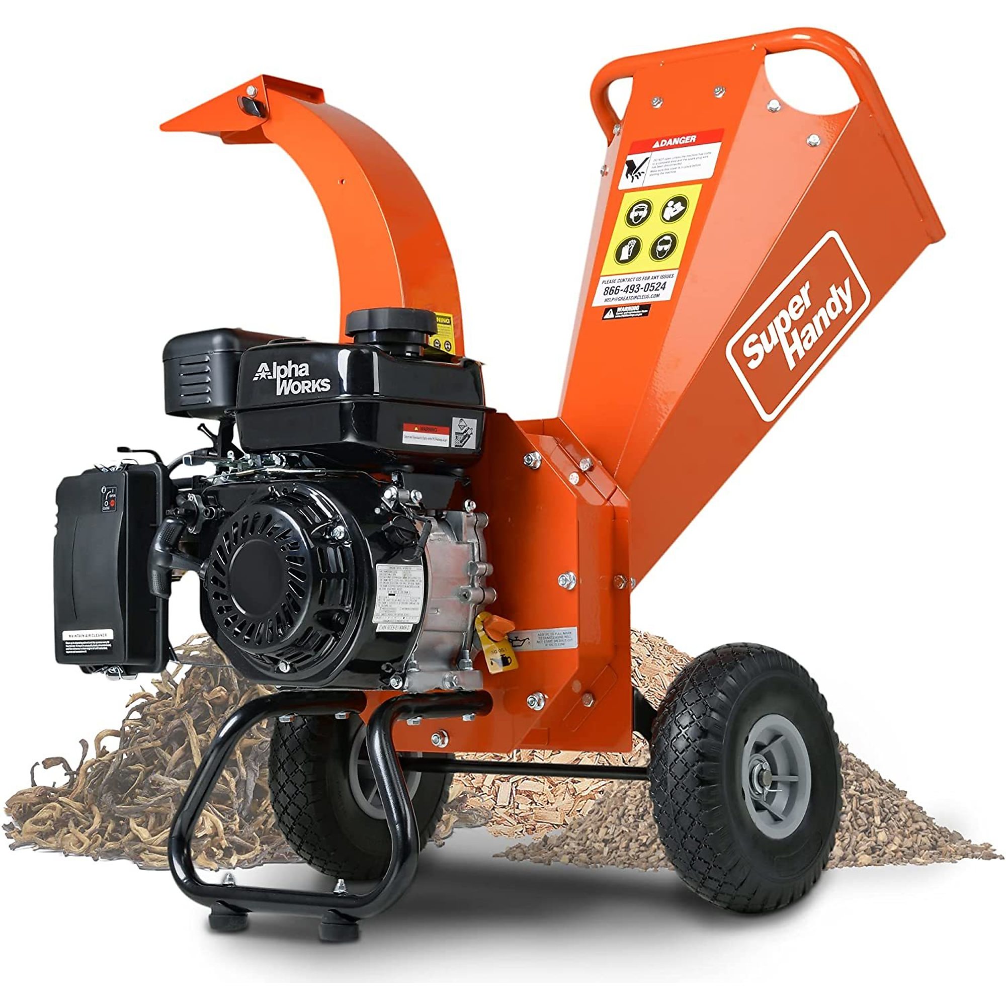 SuperHandy, Mini Wood Chipper, Engine Displacement 209 cc, Horsepower 7 Max. Cutting Thickness 3 in, Model TRI-GUO035