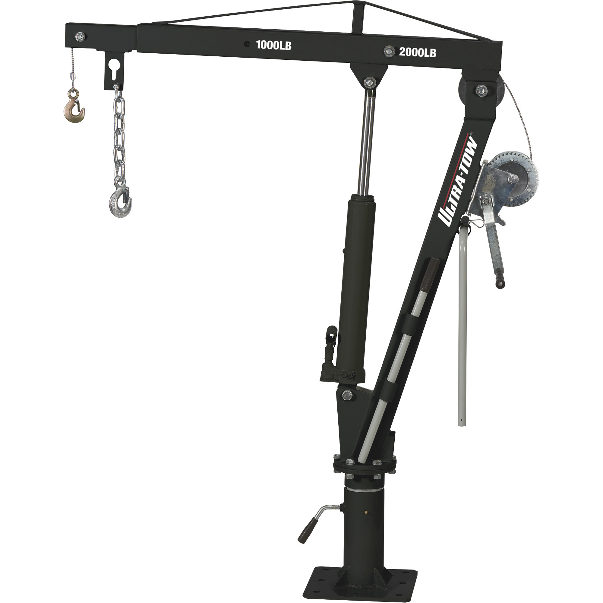 Ultra-Tow Hydraulic Pickup Truck Crane With Hand Winch, 2000-Lb. Capacity, 5Inch-80Inch Lift