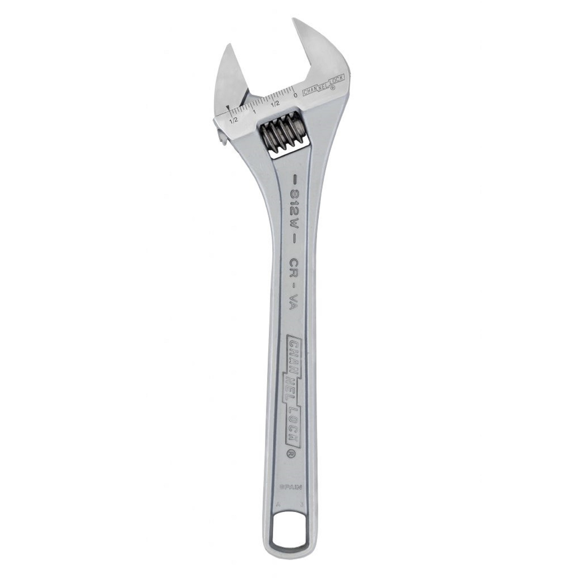 12Inch Chrome/Nickel Finish Steel Adjustable Wrench, Pieces (qty.) 1, Tool Length 12 in, Measurement Standard Standard (SAE), Model - Channellock 812W