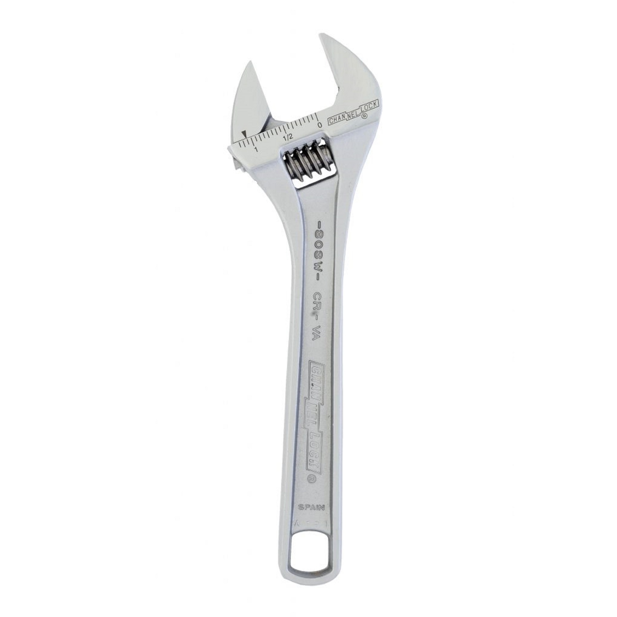 8Inch Chrome/Nickel Finish Steel Adjustable Wrench, Pieces (qty.) 1, Tool Length 8 in, Measurement Standard Standard (SAE), Model - Channellock 808W