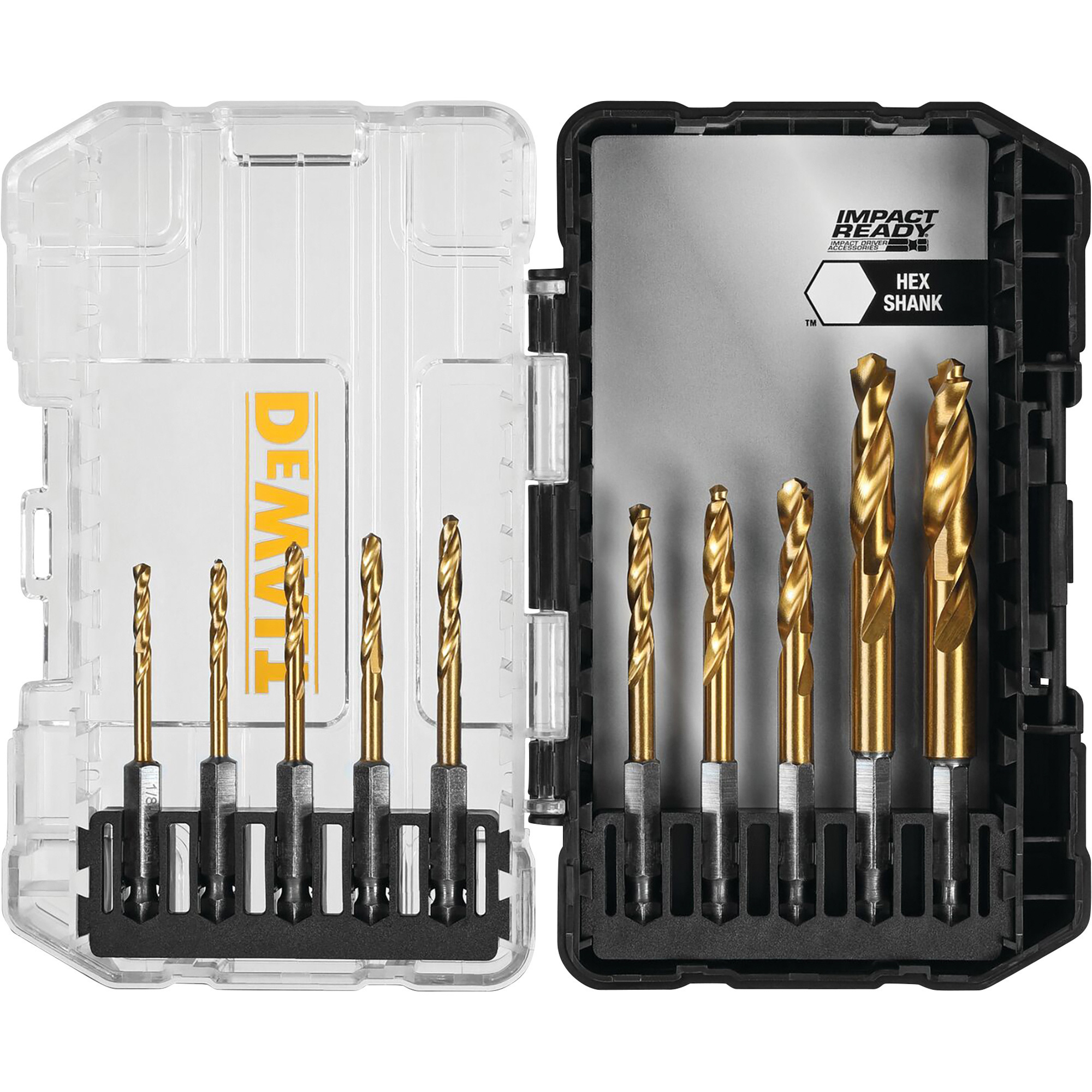 DEWALT Titanium Twist Drill Bit Set, 10-Piece, 1/4Inch Shank, Model DD5160