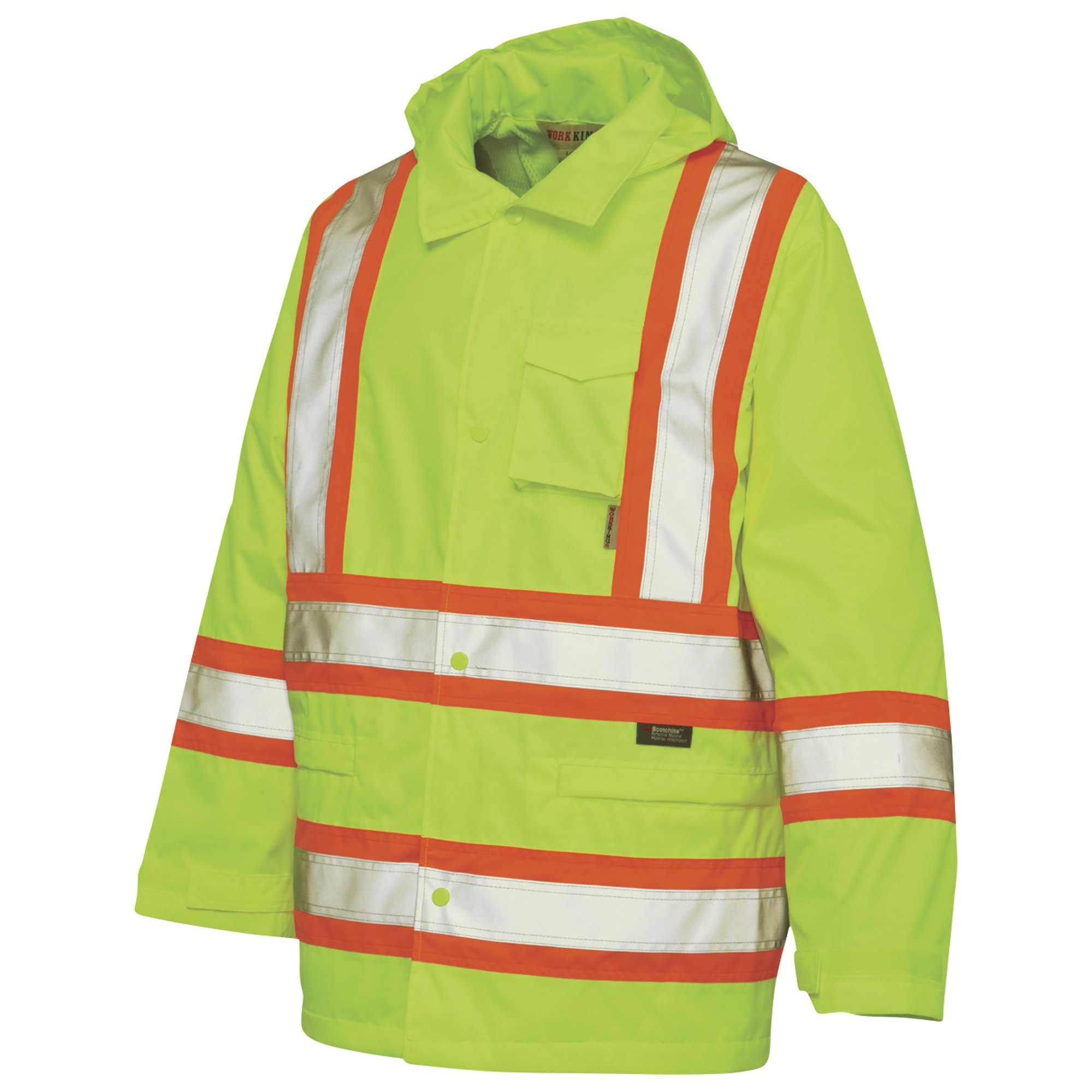 Work King Men's Class 2 High Visibility Rain Jacket â Lime, 3XL, Model S37221-FLGR-3XL
