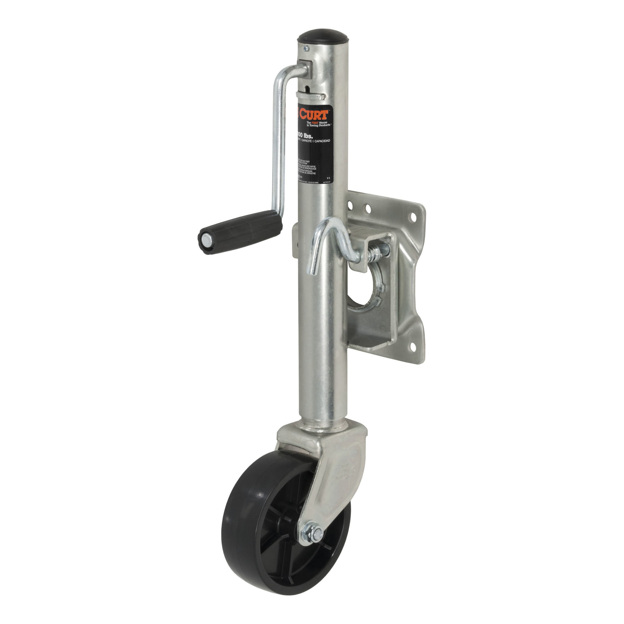 Curt Manufacturing, Marine Jack w 6Inch Wheel 1000 lbs, 10Inch Travel, Lift Capacity 1000 lb, Jack Type Marine and Swivel, Mount Type Bolt-On, Model