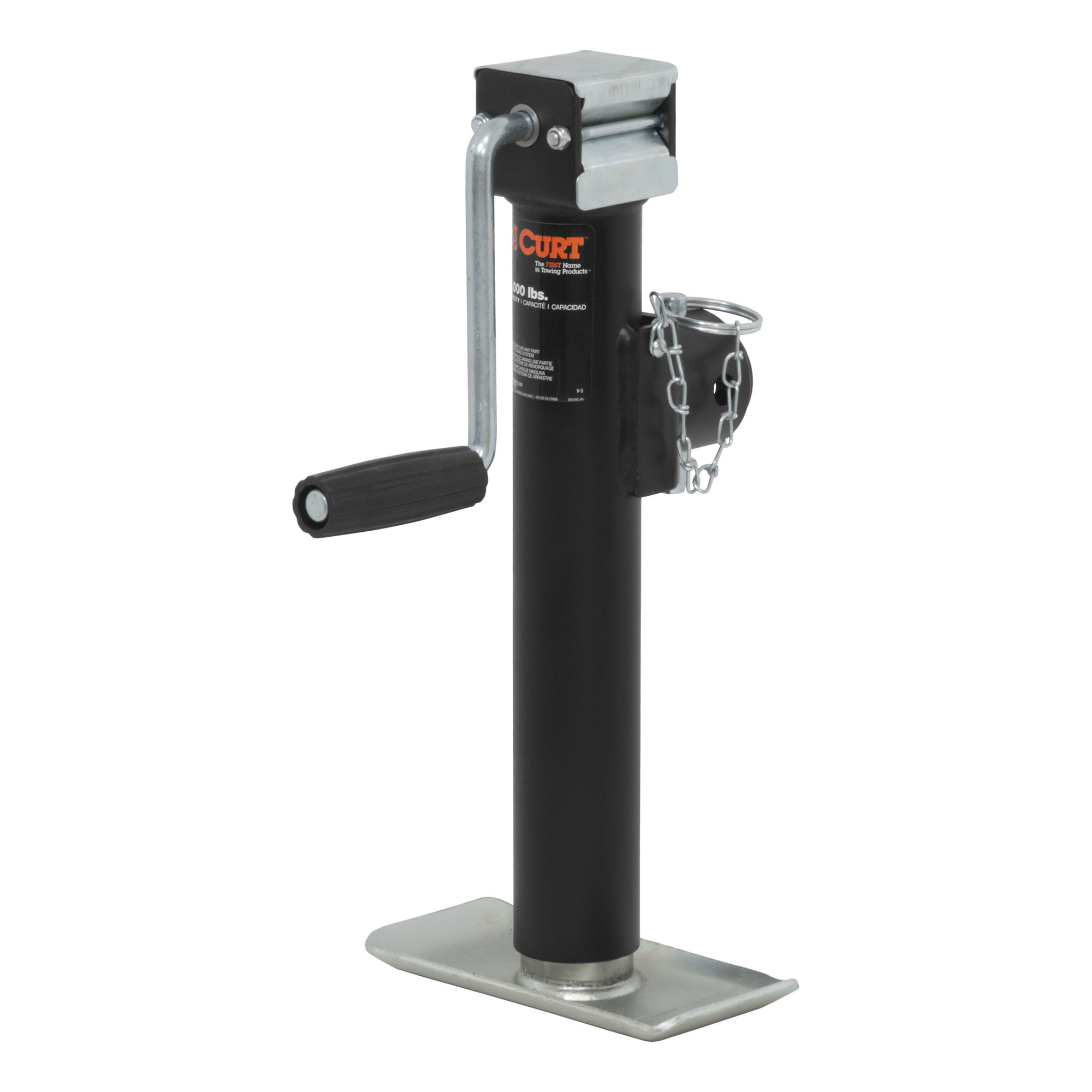 Curt Manufacturing, Pipe-Mnt Jack w Side Handle 2 000 lbs 10Inch Travel, Lift Capacity 2000 lb, Jack Type Sidewind, Mount Type Weld-On, Model 28321