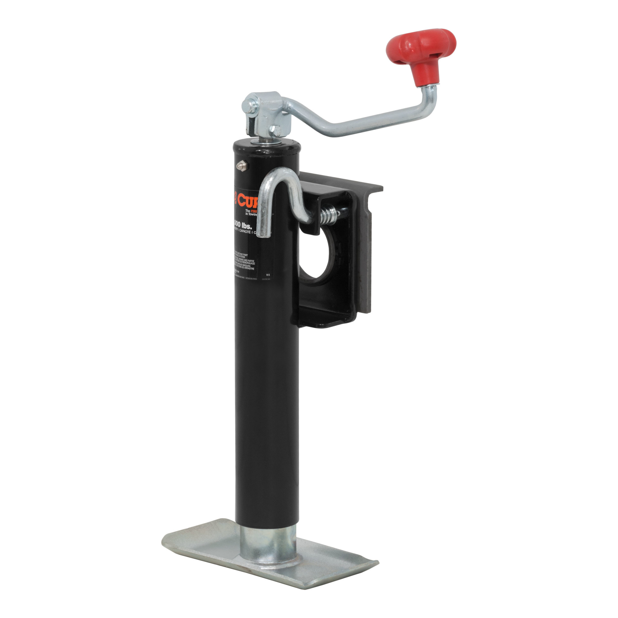 Curt Manufacturing, Bracket-Mnt Jack w Top Handle 2000 lbs 10Inch Travel, Lift Capacity 2000 lb, Jack Type Topwind, Mount Type Weld-On, Model 28301
