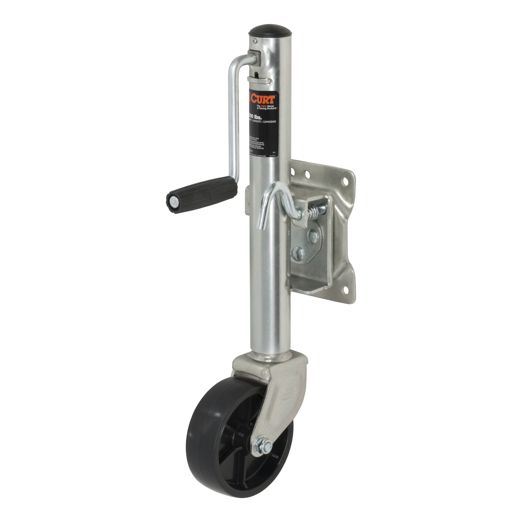 Curt Manufacturing, Marine Jack w 6Inch Wheel 1200 lbs, 10Inch Travel, Lift Capacity 1200 lb, Jack Type Marine and Swivel, Mount Type Bolt-On, Model
