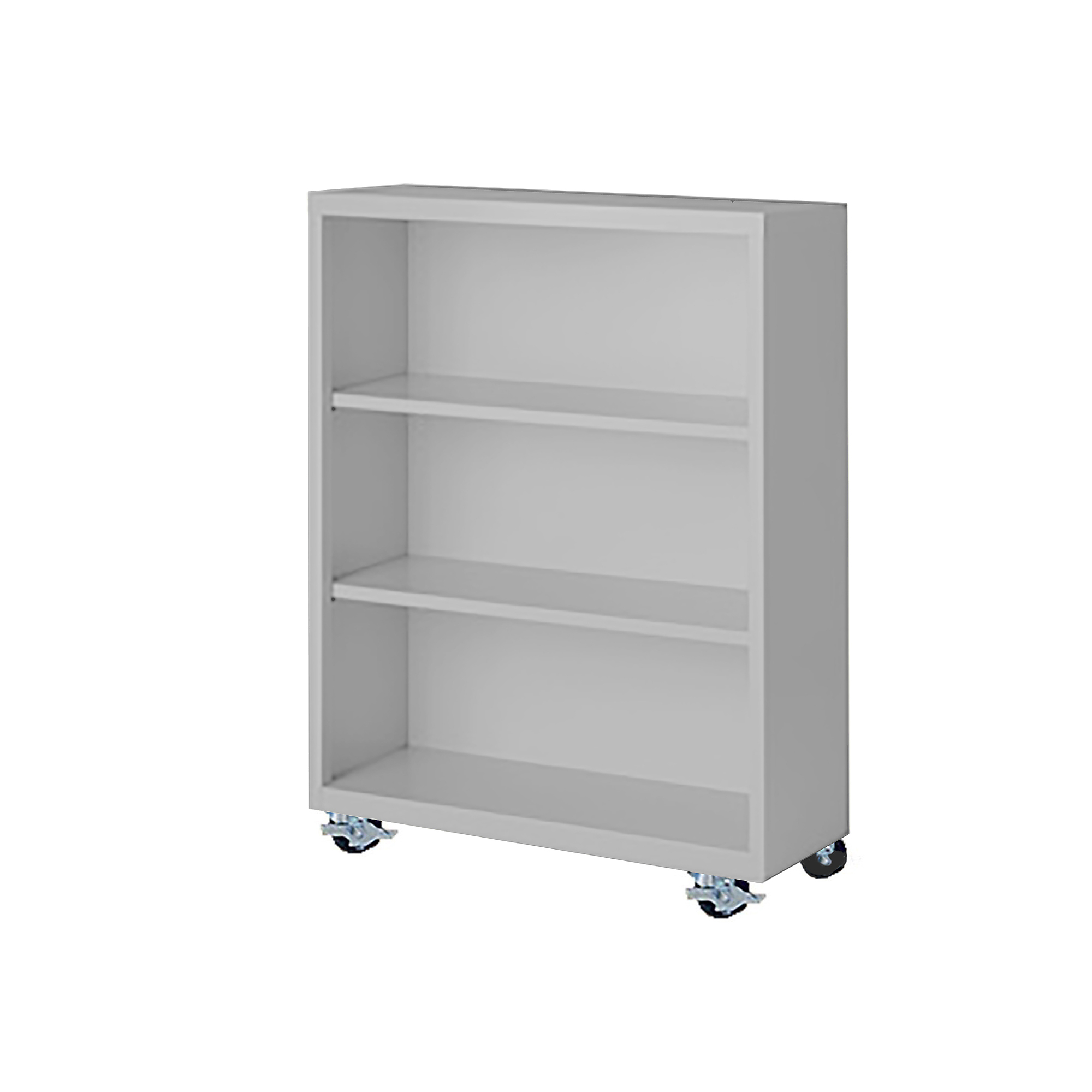 Steel Cabinets USA, 36Inchx18Inchx45Inch Gray Mobile Bookcase Fully Assembled, Height 45 in, Shelves (qty.) 3, Material Steel, Model MBCA-364518-G