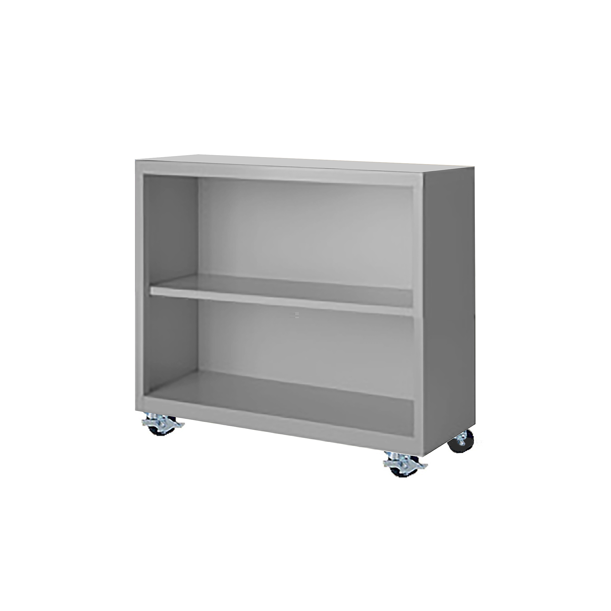 Steel Cabinets USA, 36Inchx18Inchx33Inch Gray Mobile Bookcase Fully Assembled, Height 33 in, Shelves (qty.) 2, Material Steel, Model MBCA-363318-G