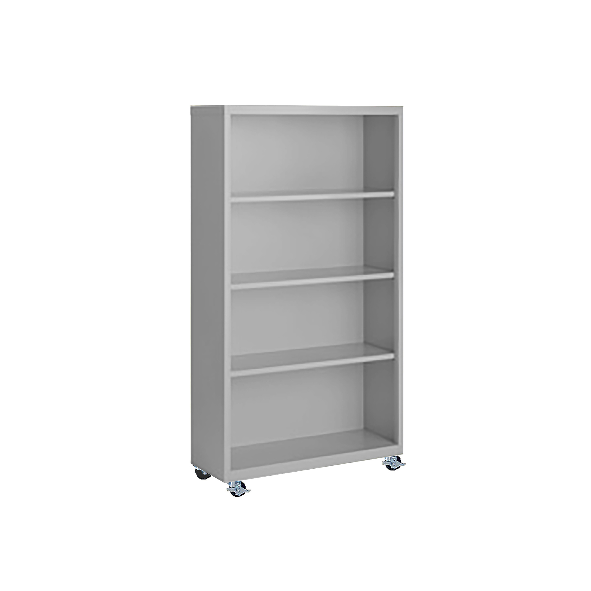Steel Cabinets USA, 36Inchx18Inchx55Inch Gray Mobile Bookcase Fully Assembled, Height 55 in, Shelves (qty.) 4, Material Steel, Model MBCA-365518-G