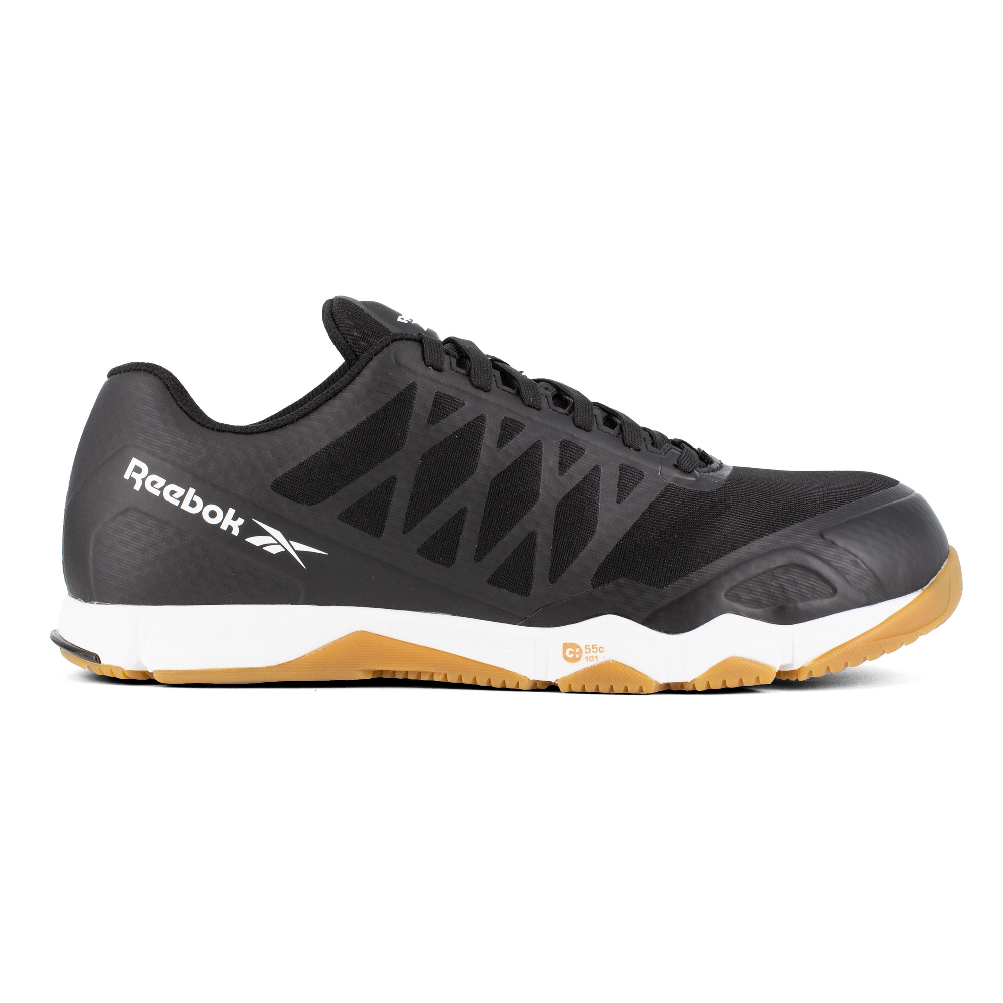 Reebok, Athletic Work Shoe, Size 11 1/2, Width Wide, Color Black and Gum, Model RB450