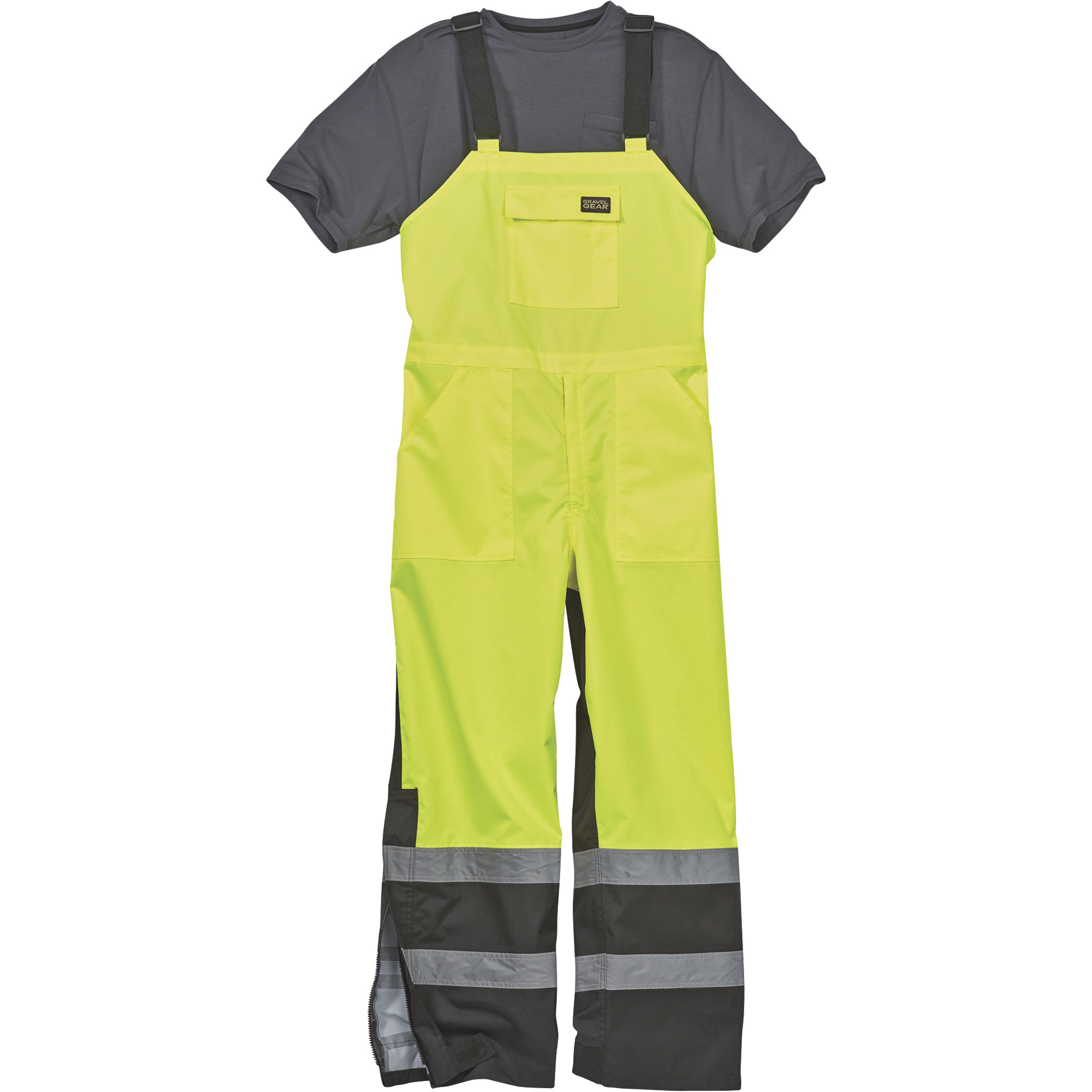 Gravel Gear HV Men's Class E High Visibility Rain Bibs with 2Inch High-Performance Reflective Material â Lime, 2XL