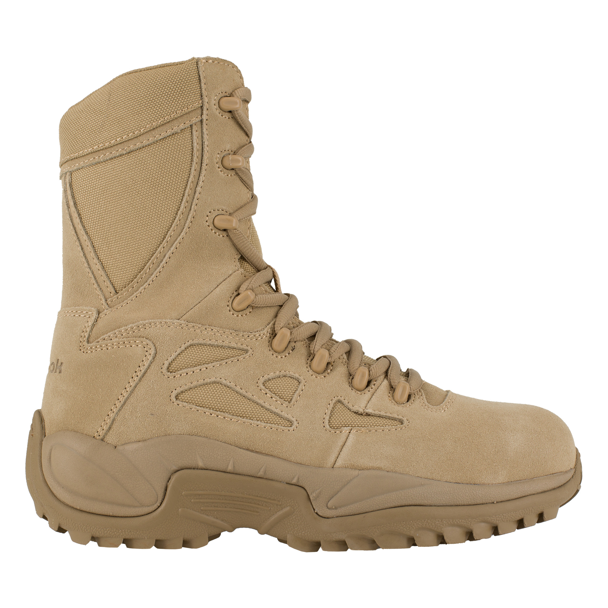 Reebok, 8Inch Stealth Tactical Boot with Side Zipper, Size 6 1/2, Width Medium, Color Desert Tan, Model RB894