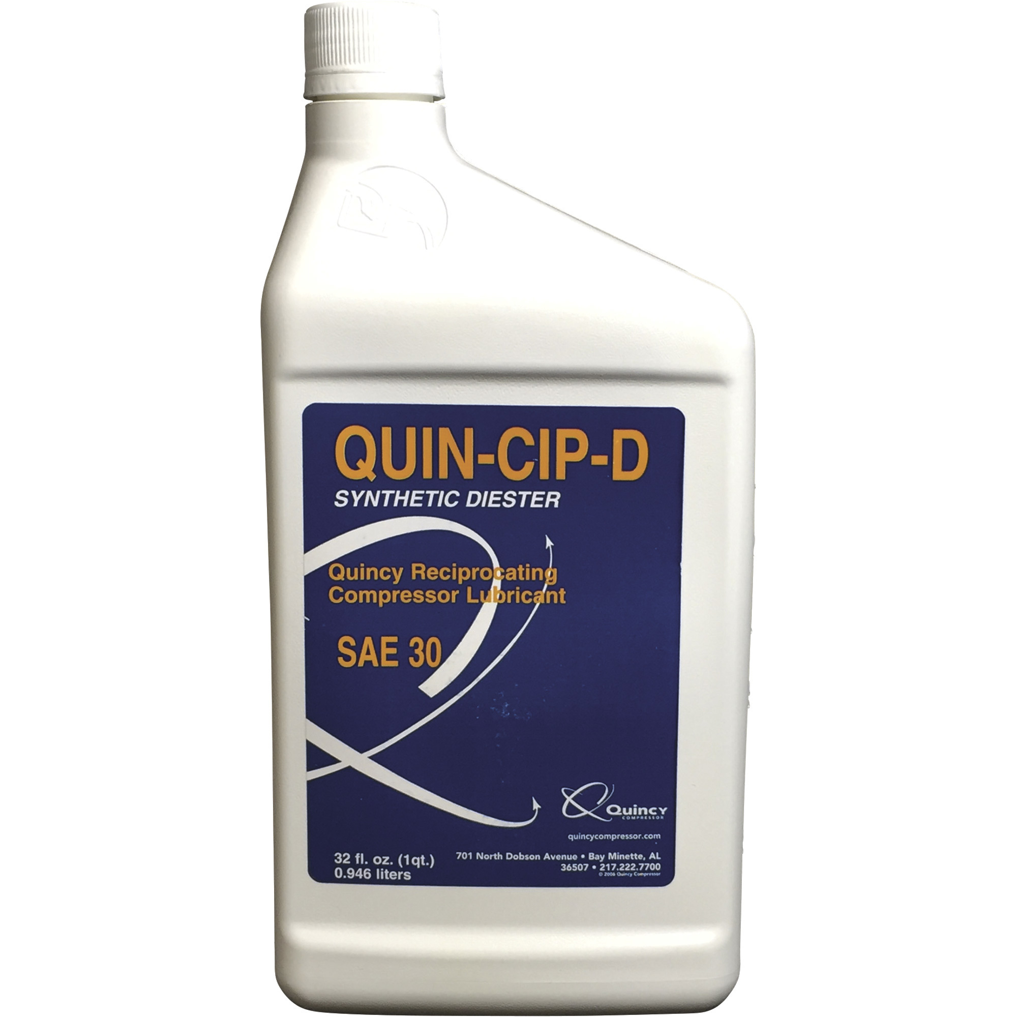 Quincy Quin-Cip Air Compressor Oil, D 30W, Synthetic Oil, Quart, Model 115468Q