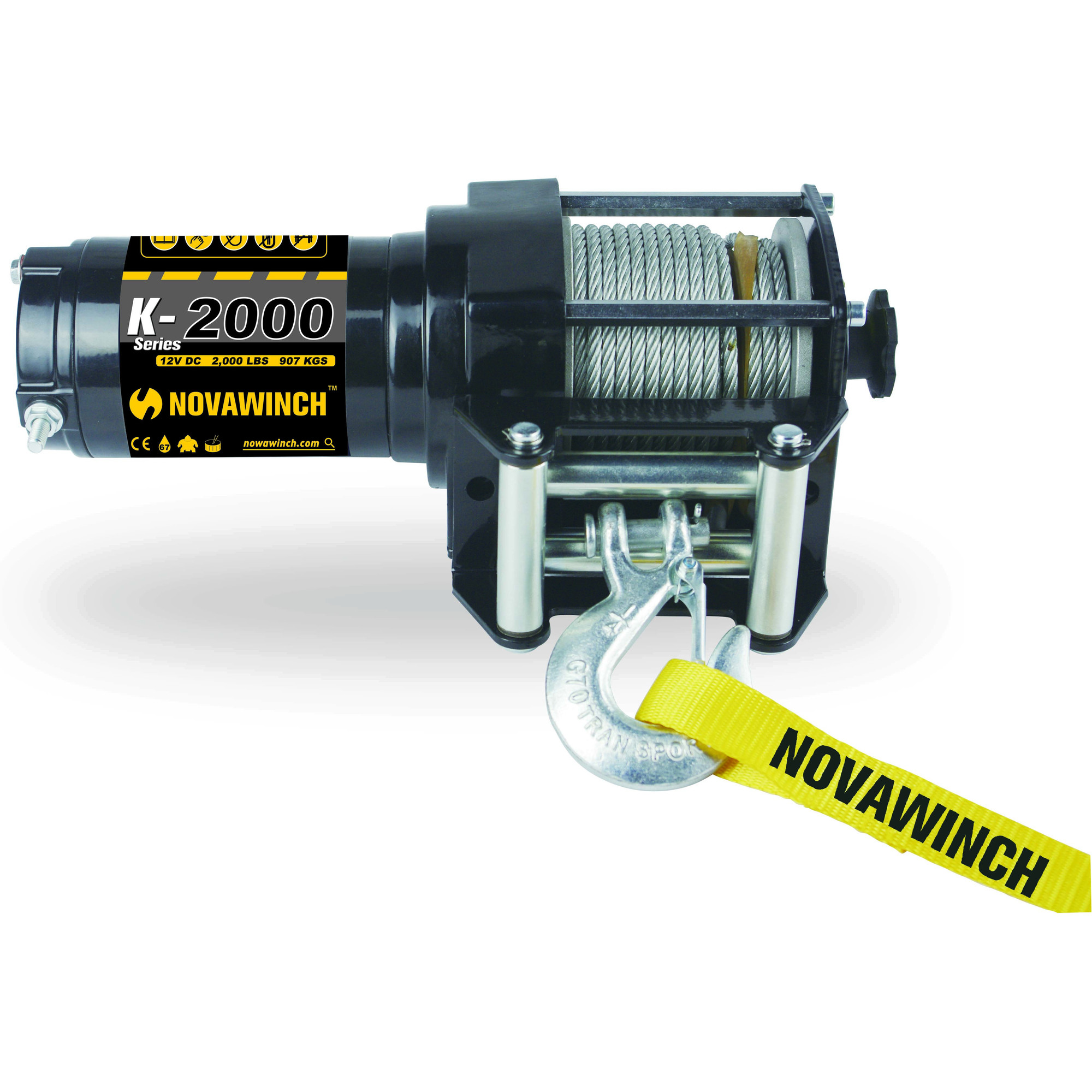 Novawinch, Utility 12V DC Powered Winch, Capacity (Line Pull) 2000 lb, Volts 12, Max. Amps 120, Model 701001068567