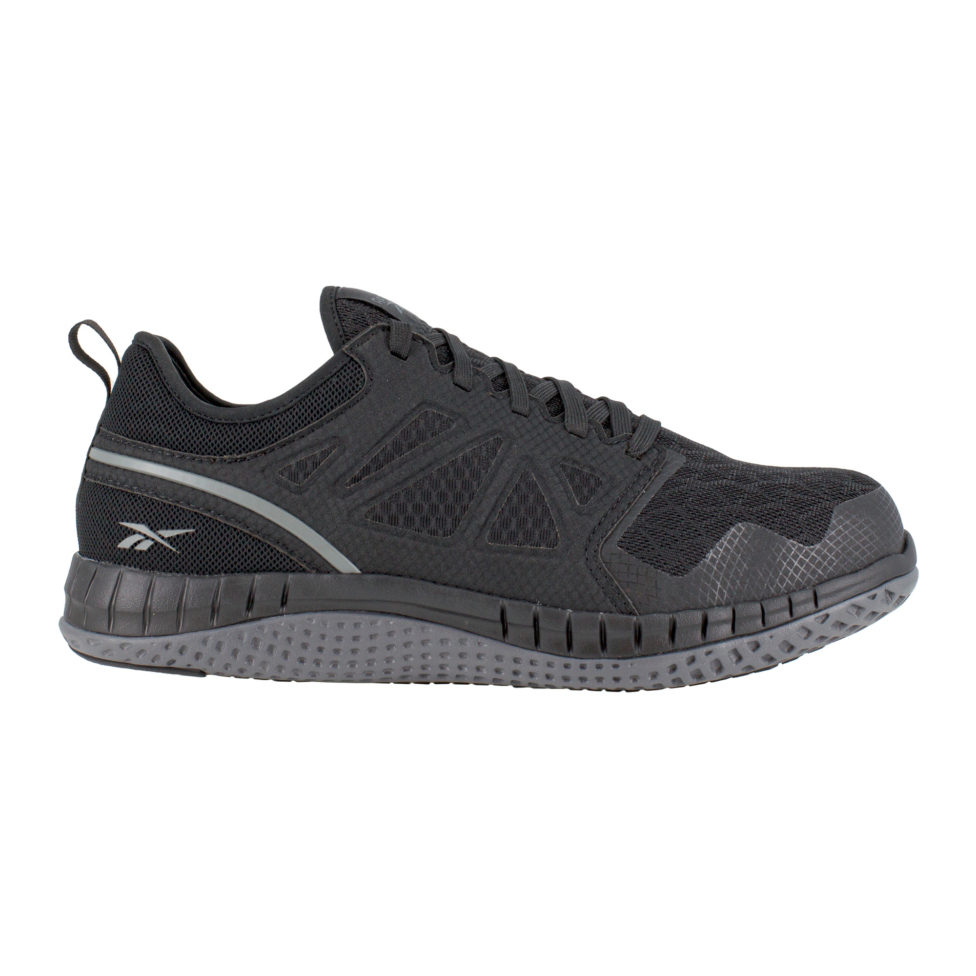 Reebok, Athletic Work Shoe, Size 7 1/2, Width Medium, Color Black and Dark Grey, Model RB251