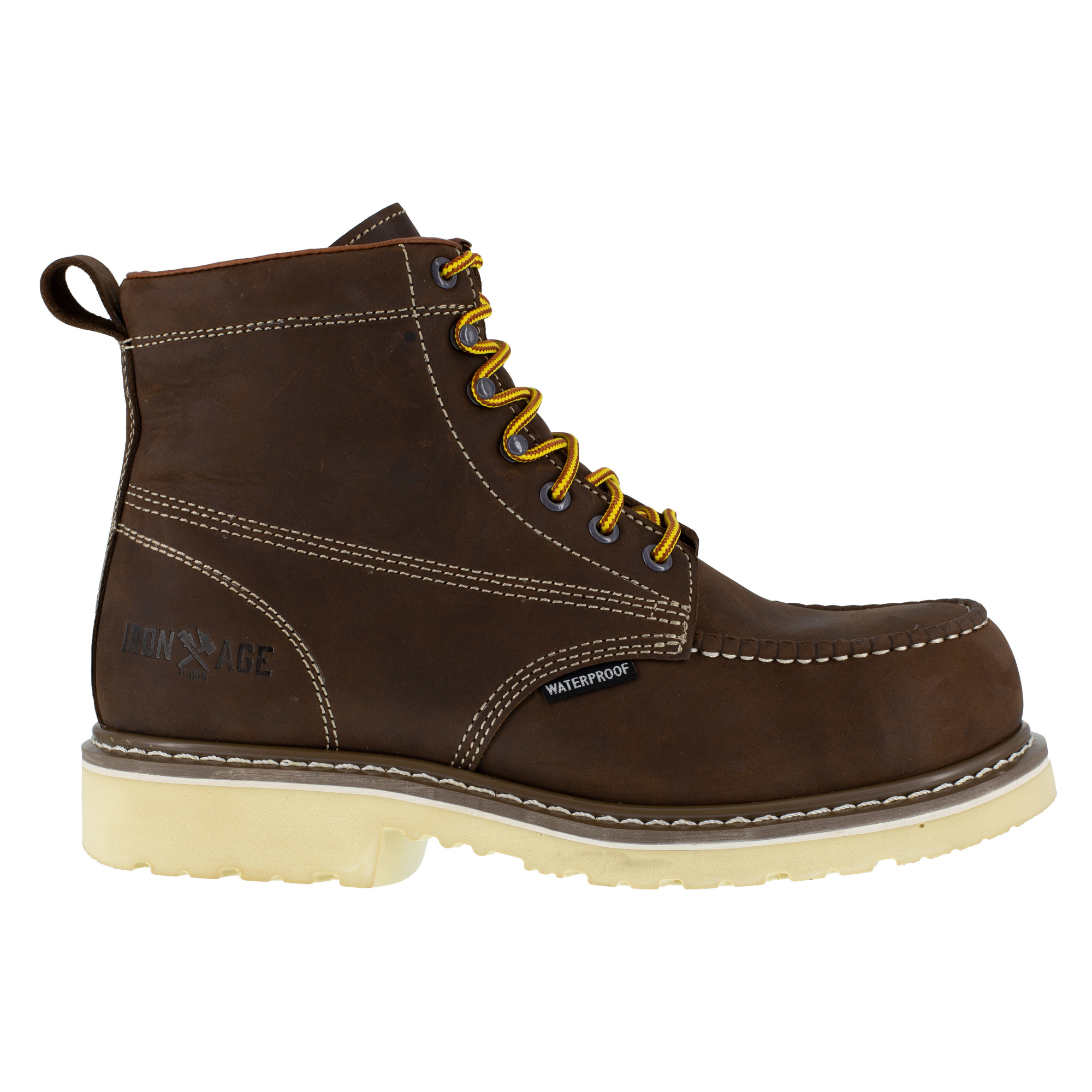 Iron Age, 6Inch Waterproof Work Boot, Size 8 1/2, Width Medium, Color Brown, Model IA5062