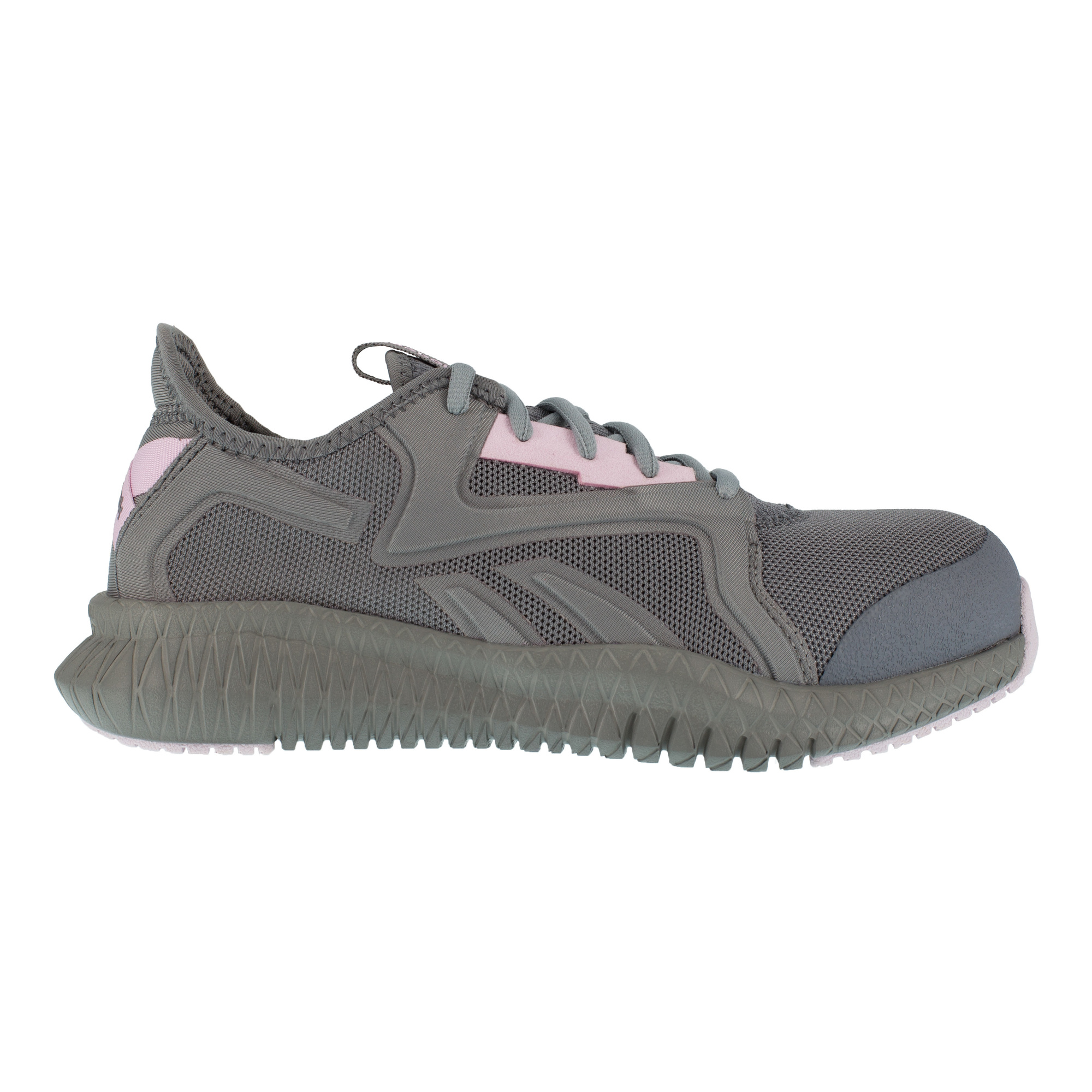 Reebok, Athletic Work Shoe, Size 9 1/2, Width Medium, Color Grey and Pink, Model RB461