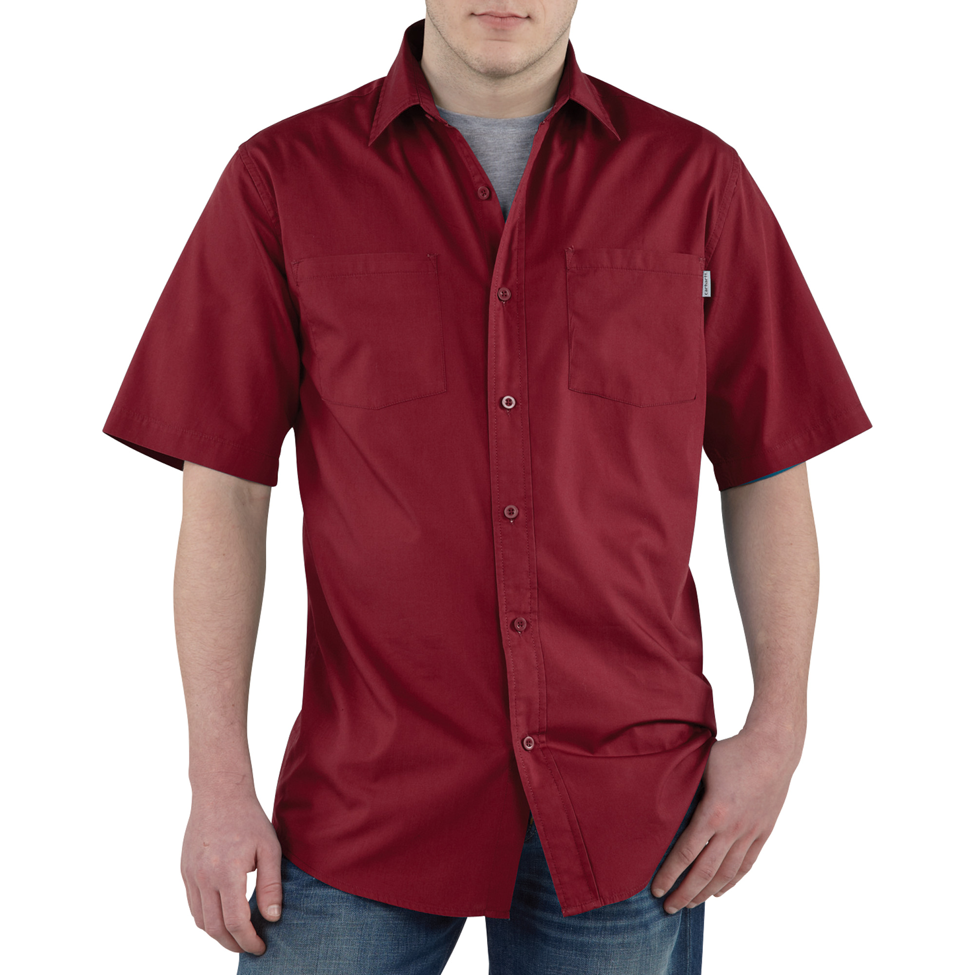 Carhartt Short Sleeve Lightweight Woven Shirt â Bordeaux, Medium, Model S268