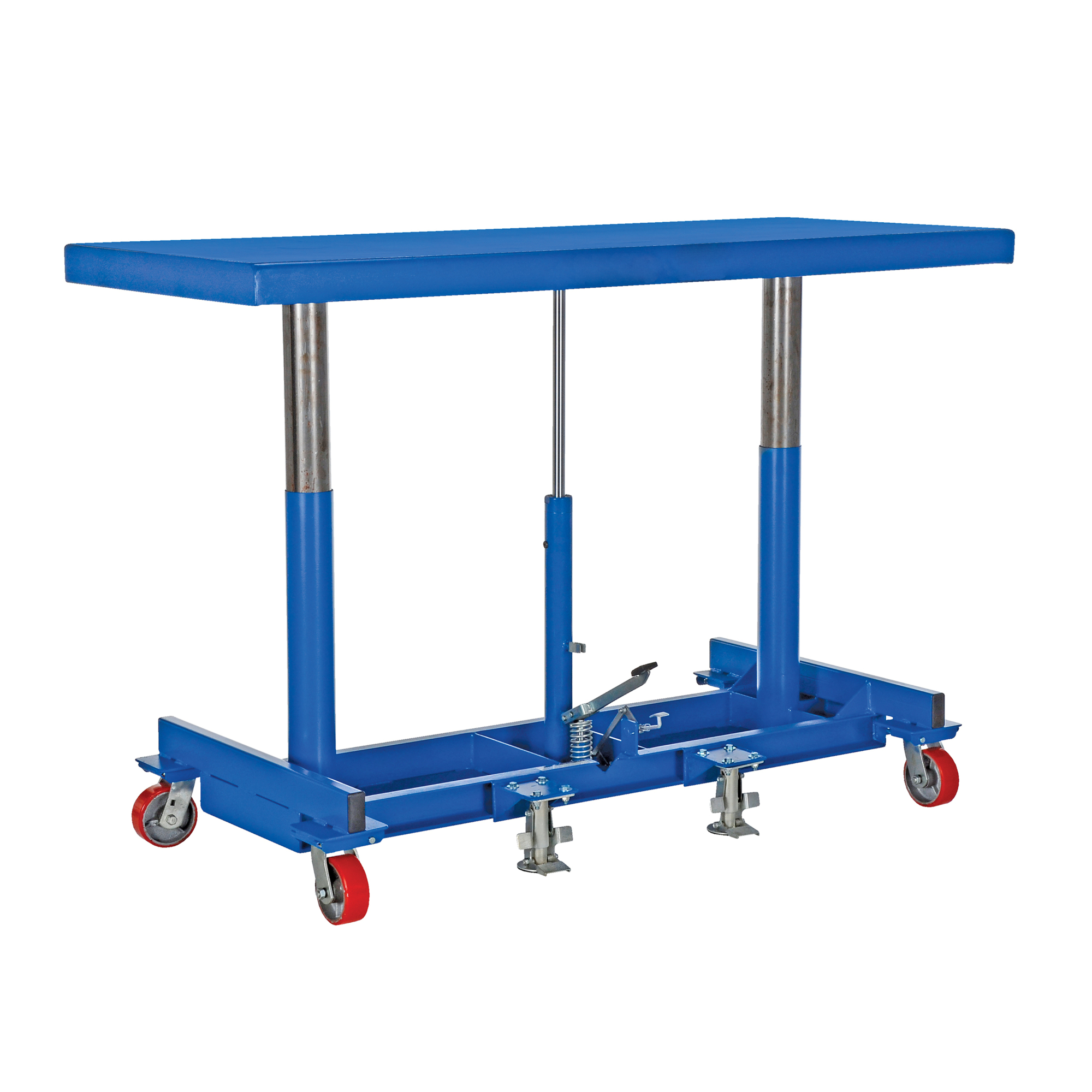 Vestil, Ergonomic Long Deck Cart 2k, Capacity 2000 lb, Lowered Height 31 in, Raised Height 49 in, Model LDLT-2072