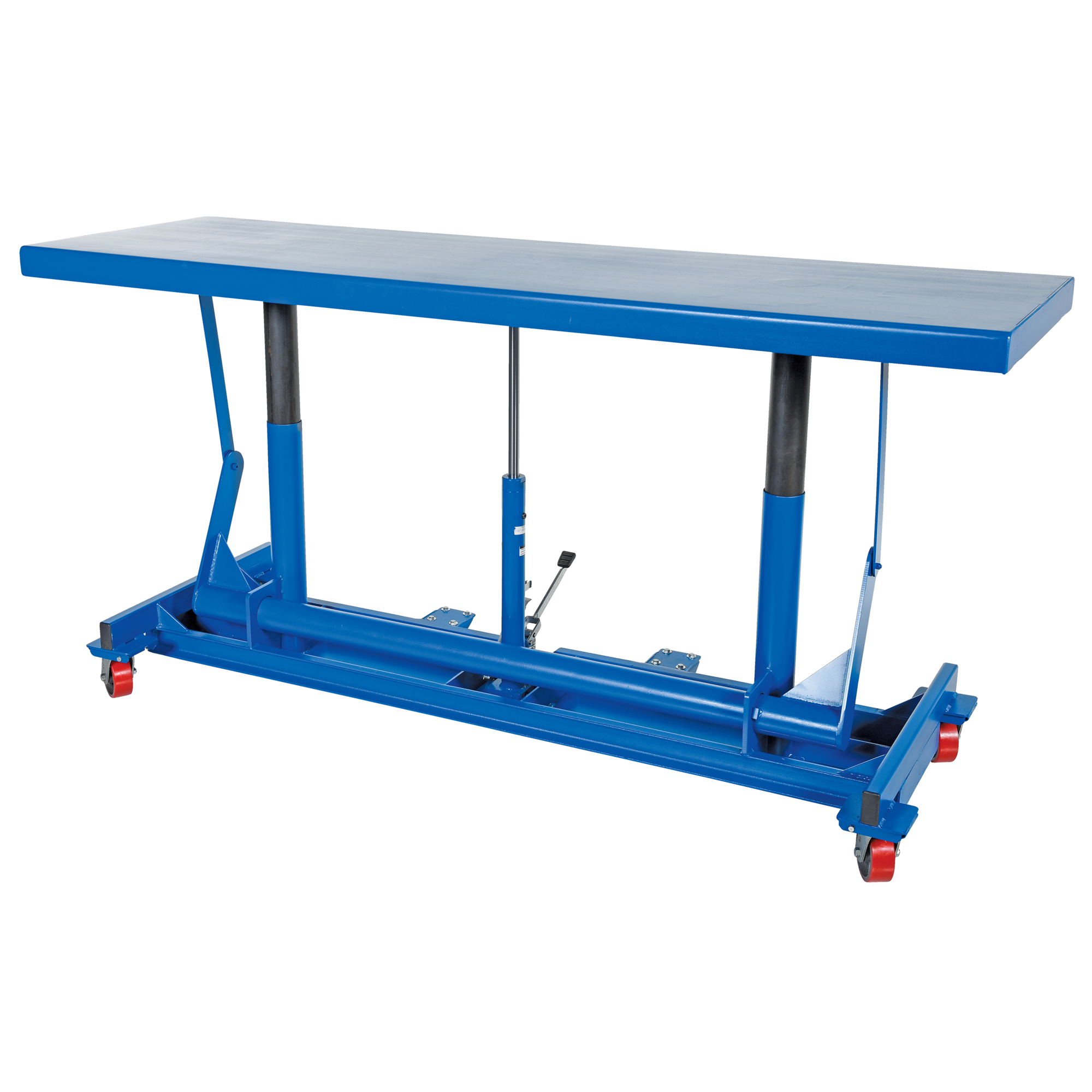 Vestil, Ergonomic Long Deck Cart 2k, Capacity 2000 lb, Lowered Height 31 in, Raised Height 49 in, Model LDLT-2096