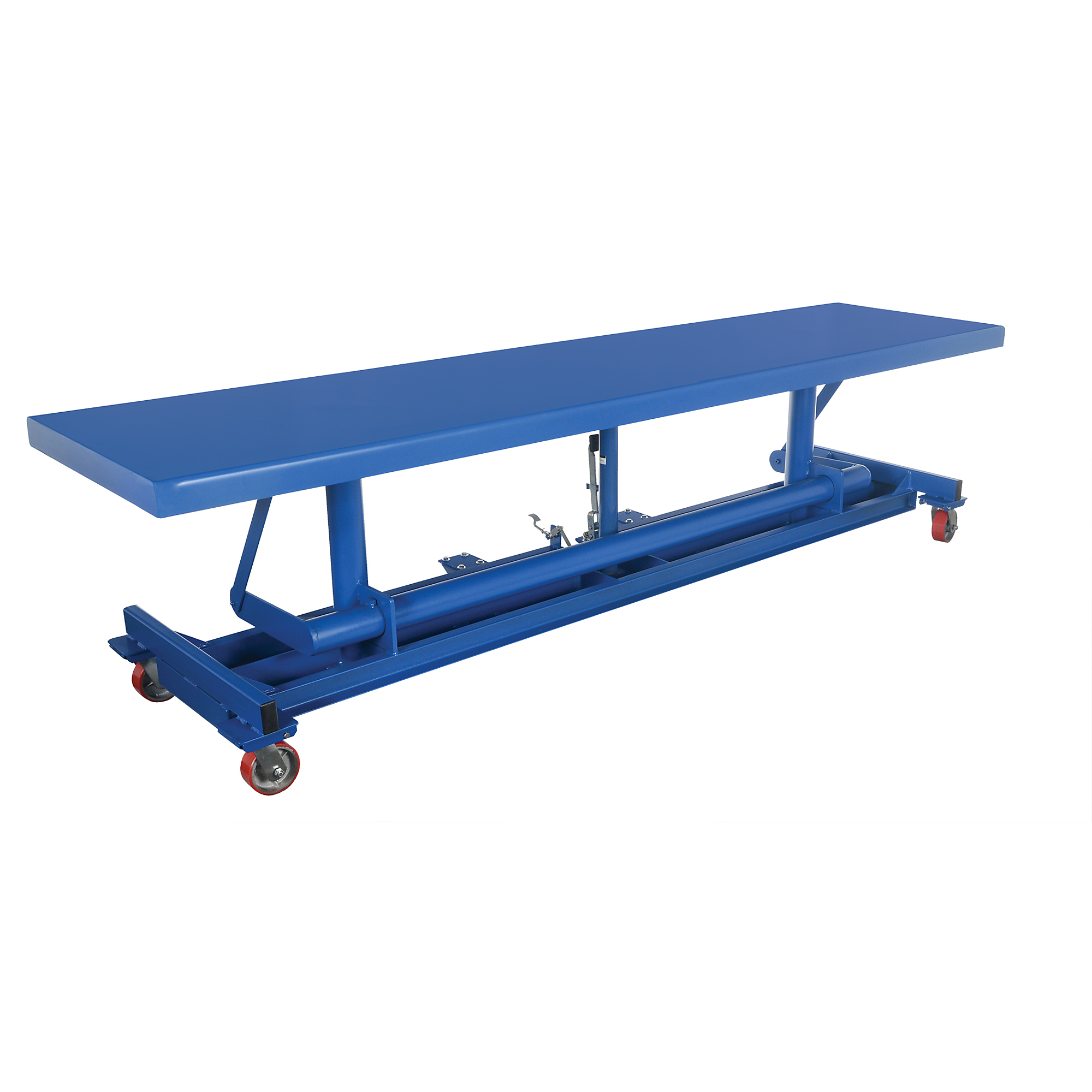 Vestil, Ergonomic Long Deck Cart 2k, Capacity 2000 lb, Lowered Height 31 in, Raised Height 49 in, Model LDLT-20120