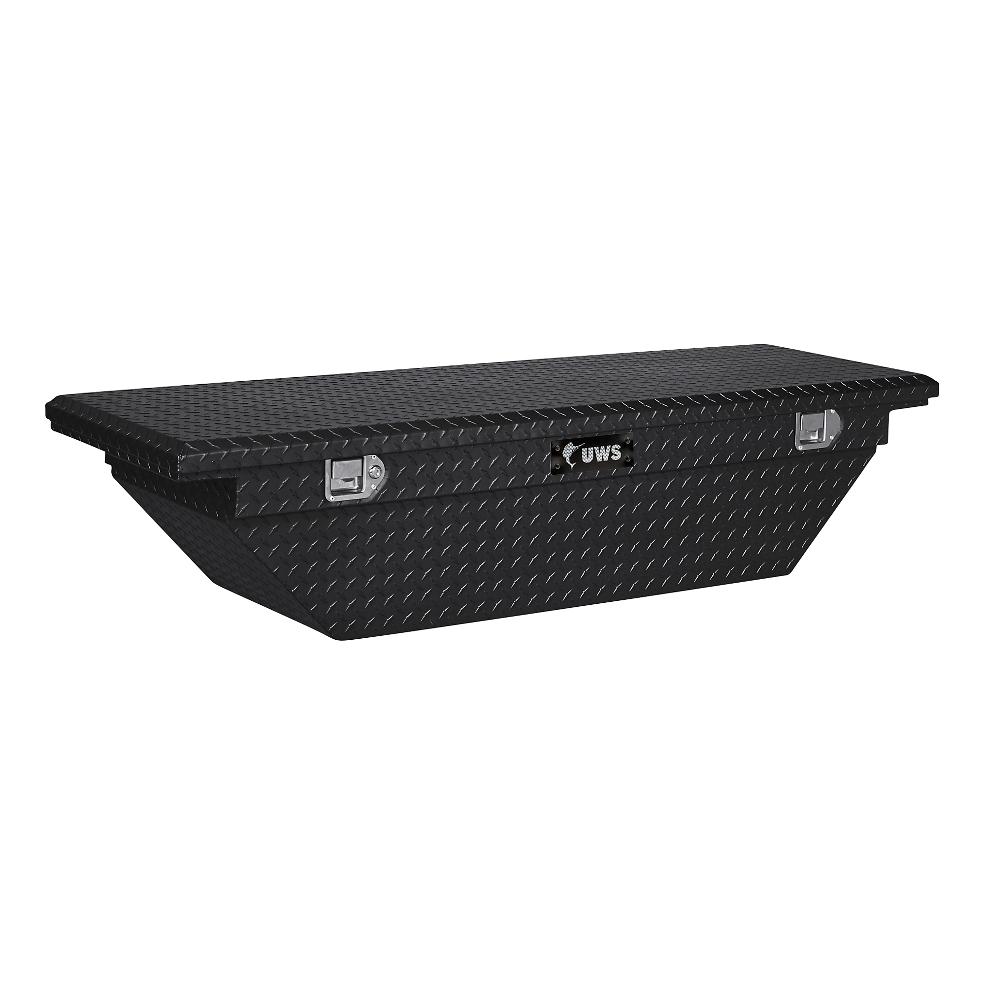UWS, 60Inch Angled Crossover Truck Tool Box, Width 60.875 in, Material Aluminum, Color Finish Gloss Black, Model EC10202