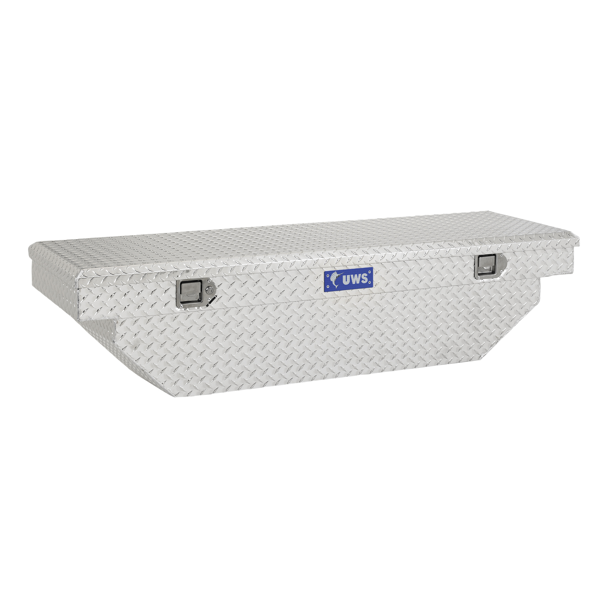 UWS, 60Inch Angled Crossover Truck Tool Box, Width 60.875 in, Material Aluminum, Color Finish Bright Aluminum, Model EC10171