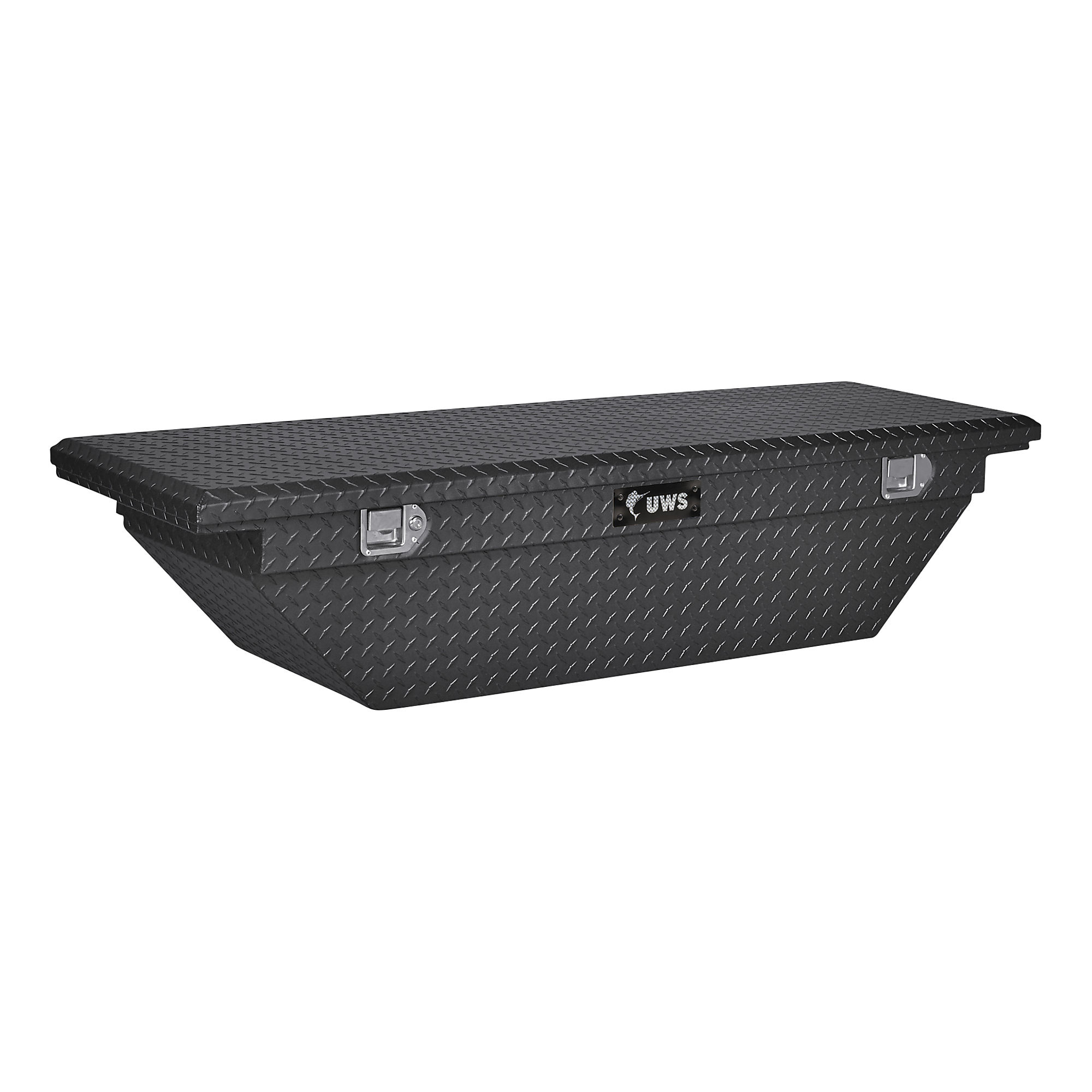 UWS, 63Inch Angled Crossover Truck Tool Box, Width 63.875 in, Material Aluminum, Color Finish Matte Black, Model EC10313