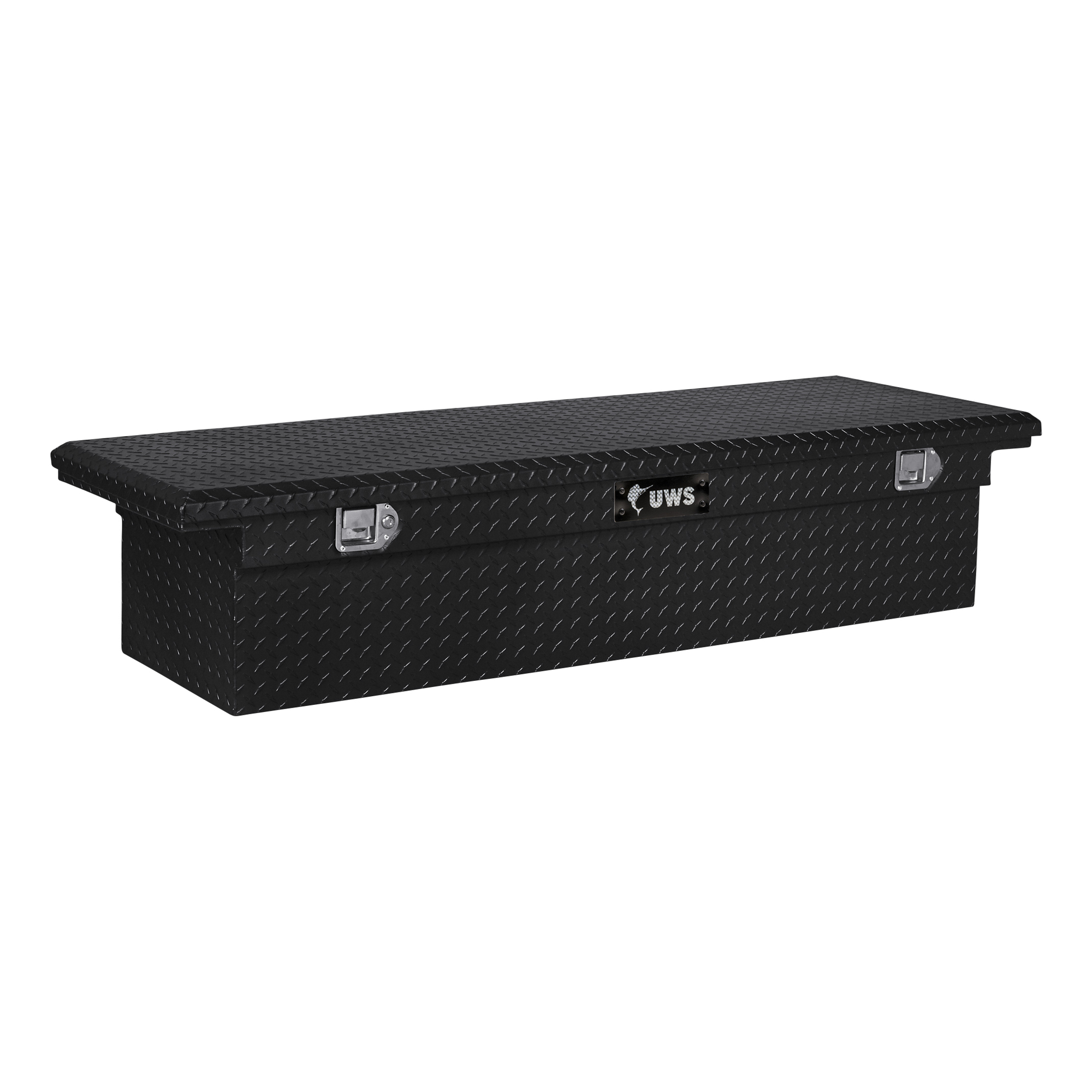 UWS, 63Inch Crossover Truck Tool Box, Width 63.875 in, Material Aluminum, Color Finish Gloss Black, Model EC10342