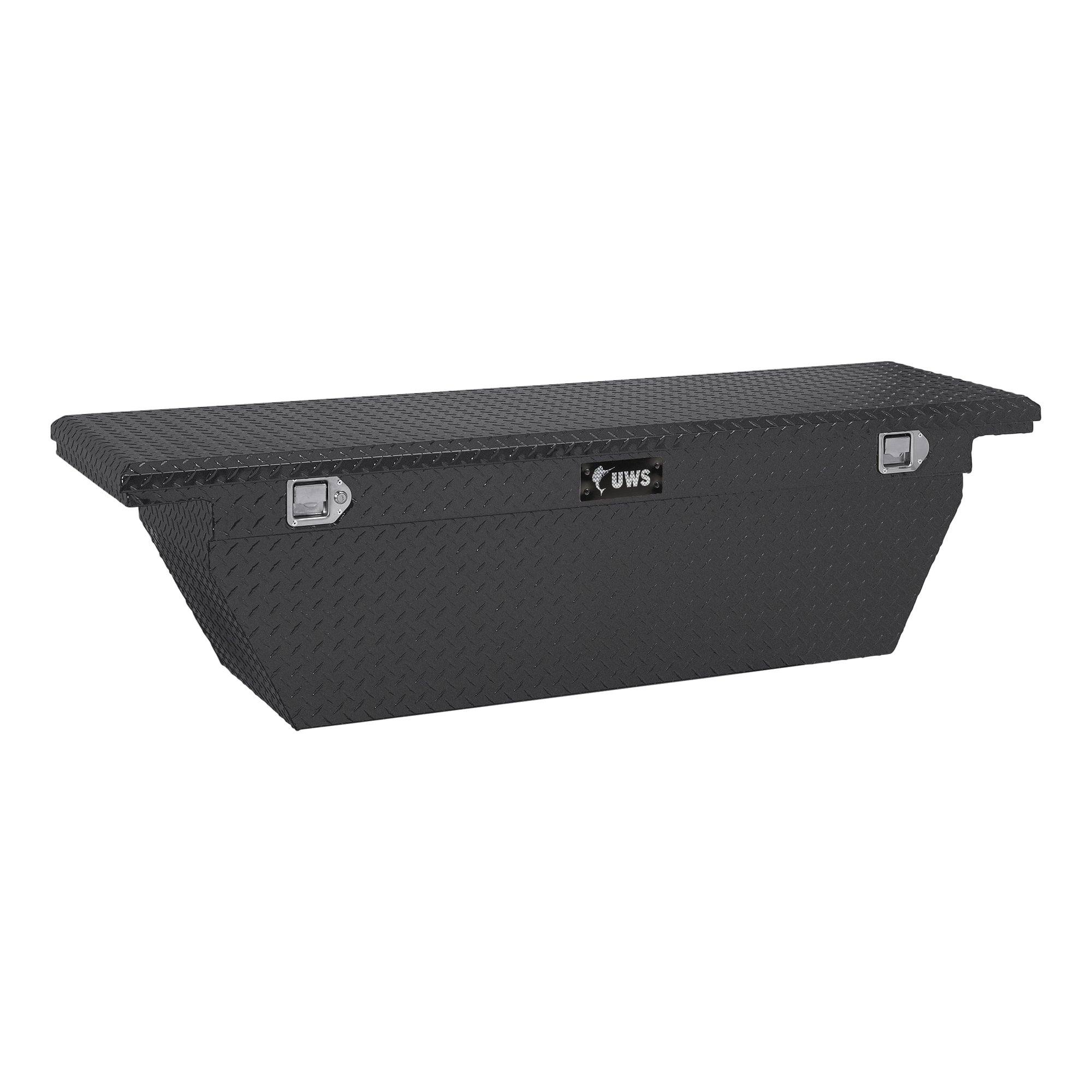UWS, 69Inch Angled Crossover Truck Tool Box, Width 69.875 in, Material Aluminum, Color Finish Matte Black, Model EC10783