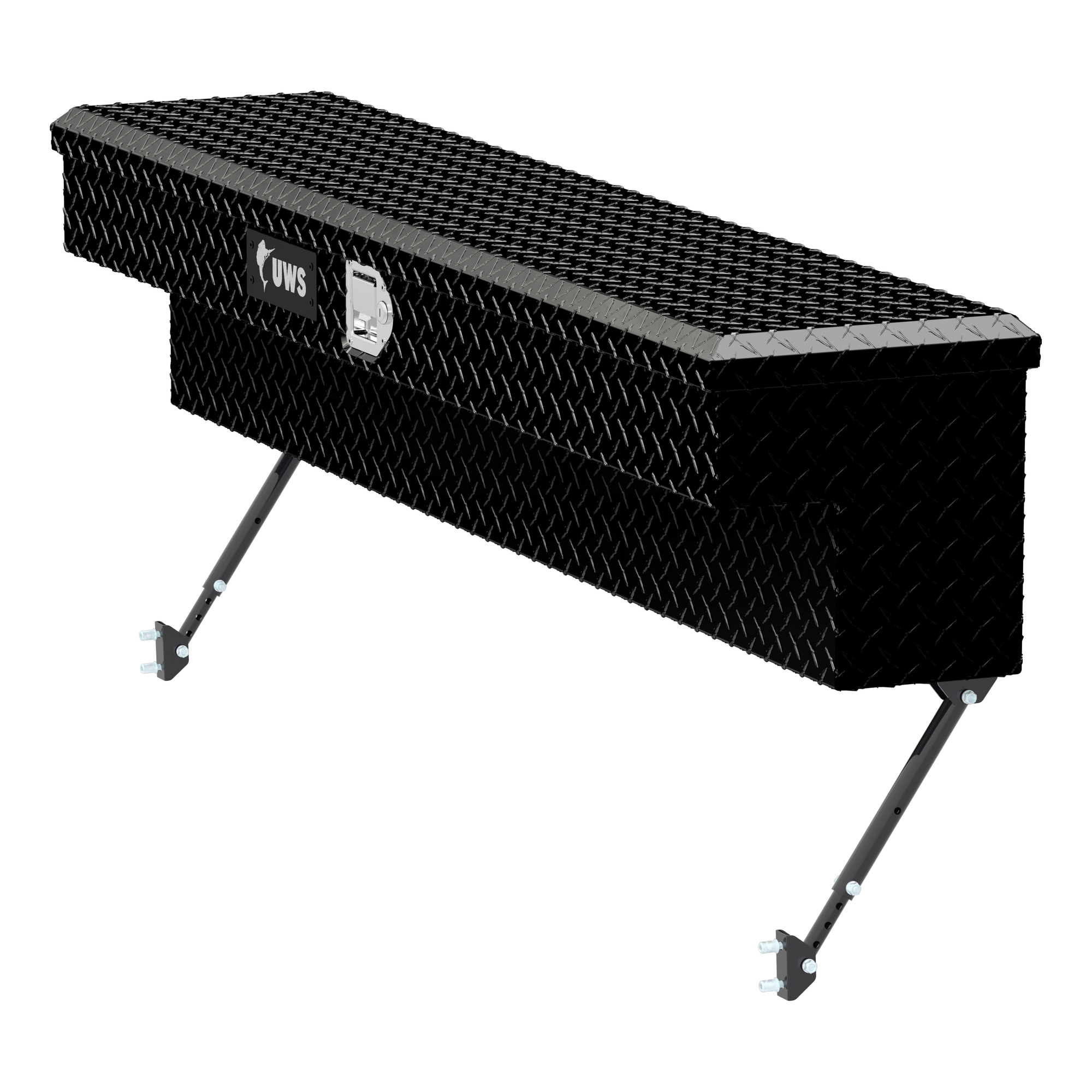 UWS, 60Inch Truck Side Tool Box, Width 60 in, Material Aluminum, Color Finish Gloss Black, Model EC30122-MK2