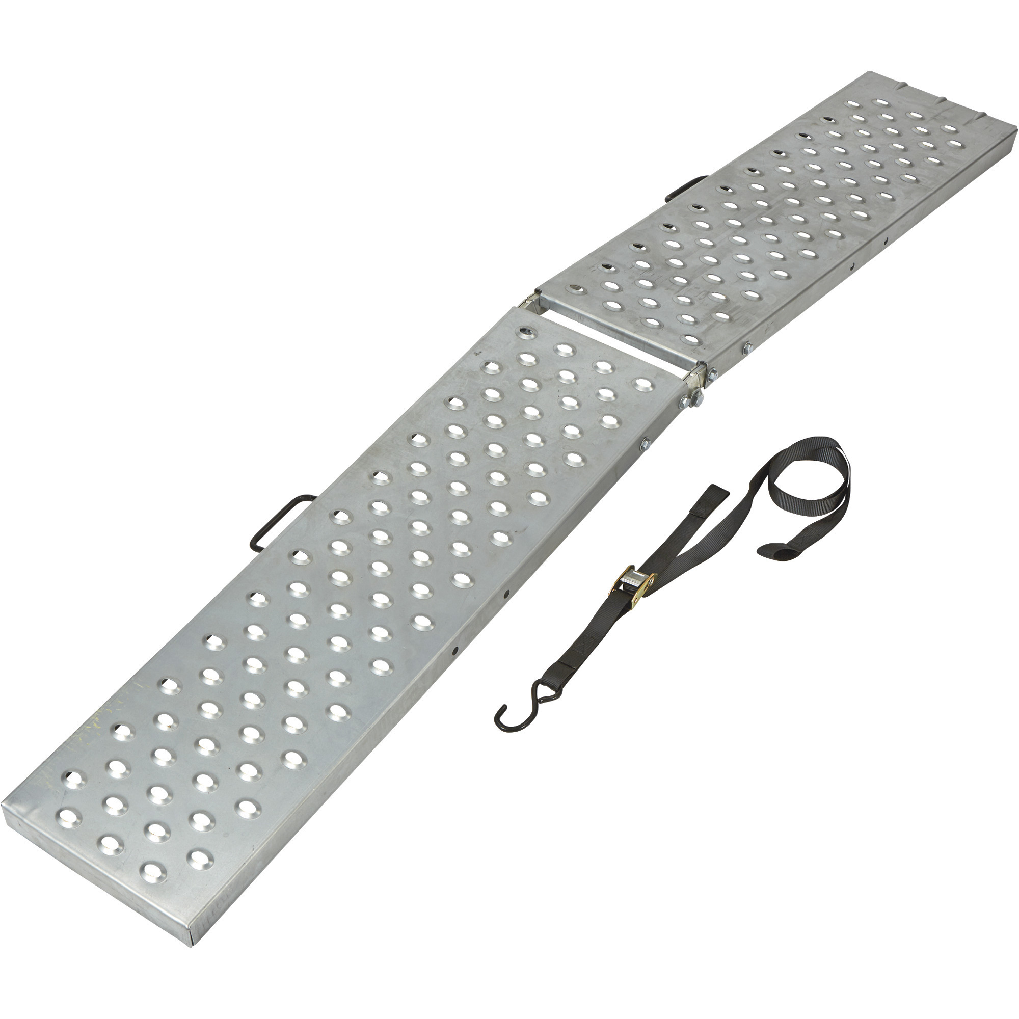 Ironton Folding Galvanized Steel Loading Ramp, 700-Lb. Capacity, 80Inch L