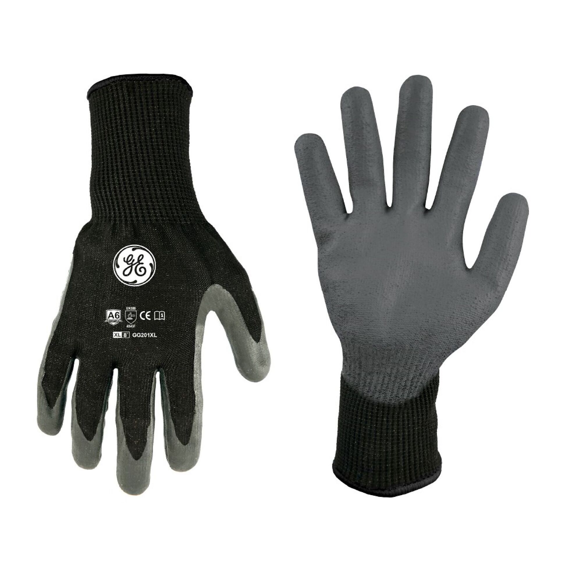 General Electric, Cut Resistant Gloves Black/Gray XL 12 pair, Size XL, Color Black, Included (qty.) 12 Model GG201XL