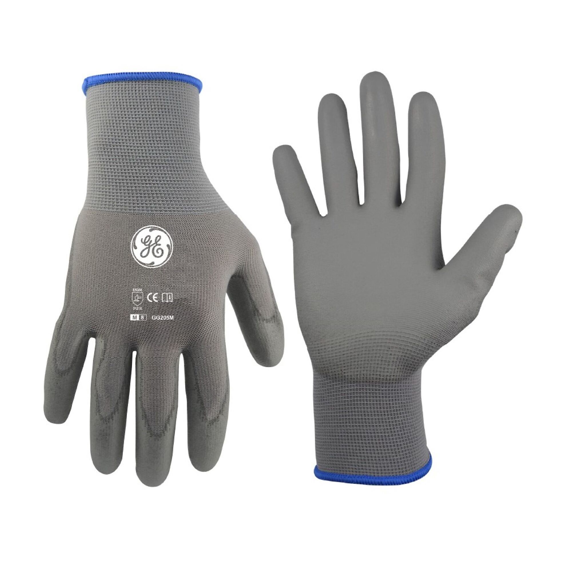 PU Dipped Gloves, 15 GA, Gray, 1 Pair, M, Size M, Color Gray, Included (qty.) 1 Model# - General Electric GG205MC